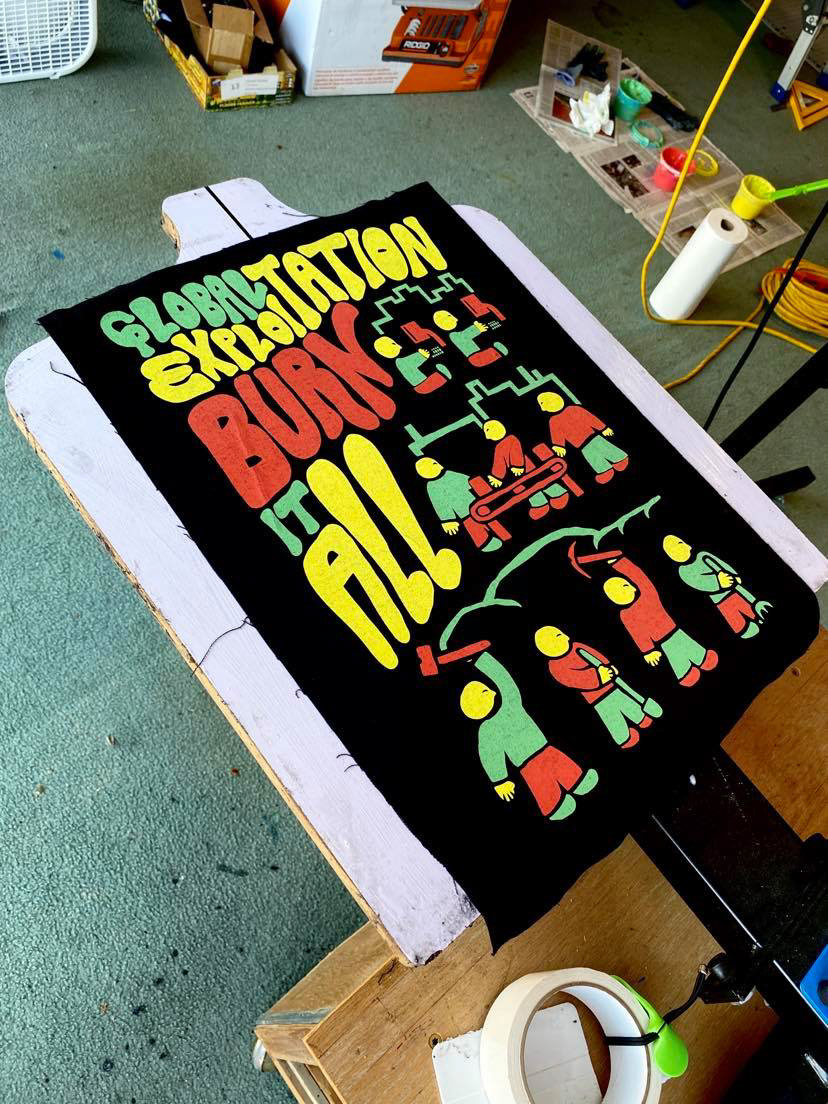 3 color screen printed canvas poster 14"x20"