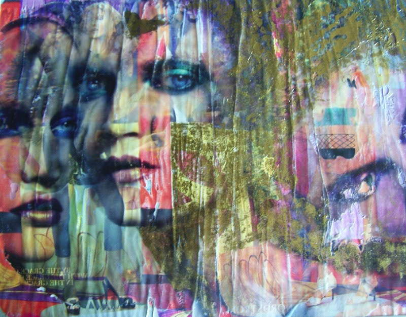 Gesso transferred found image on  canvas board.