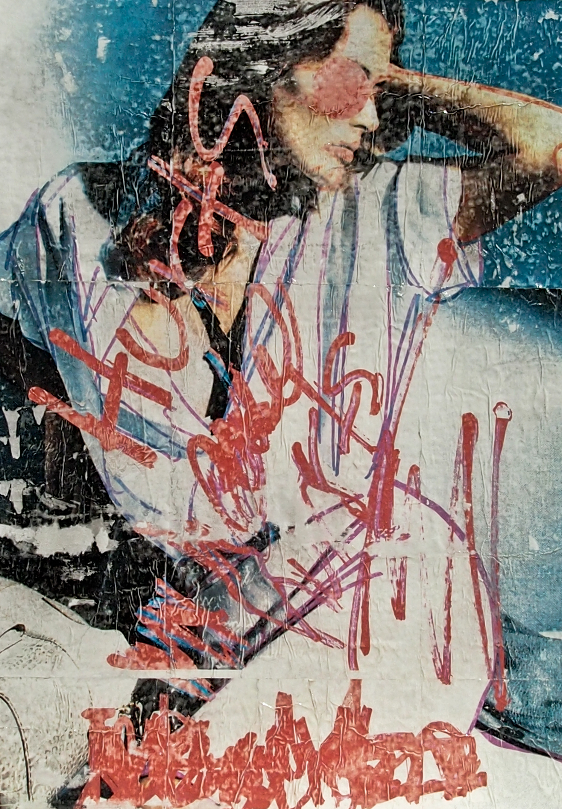 Gesso transferred found image on canvas.