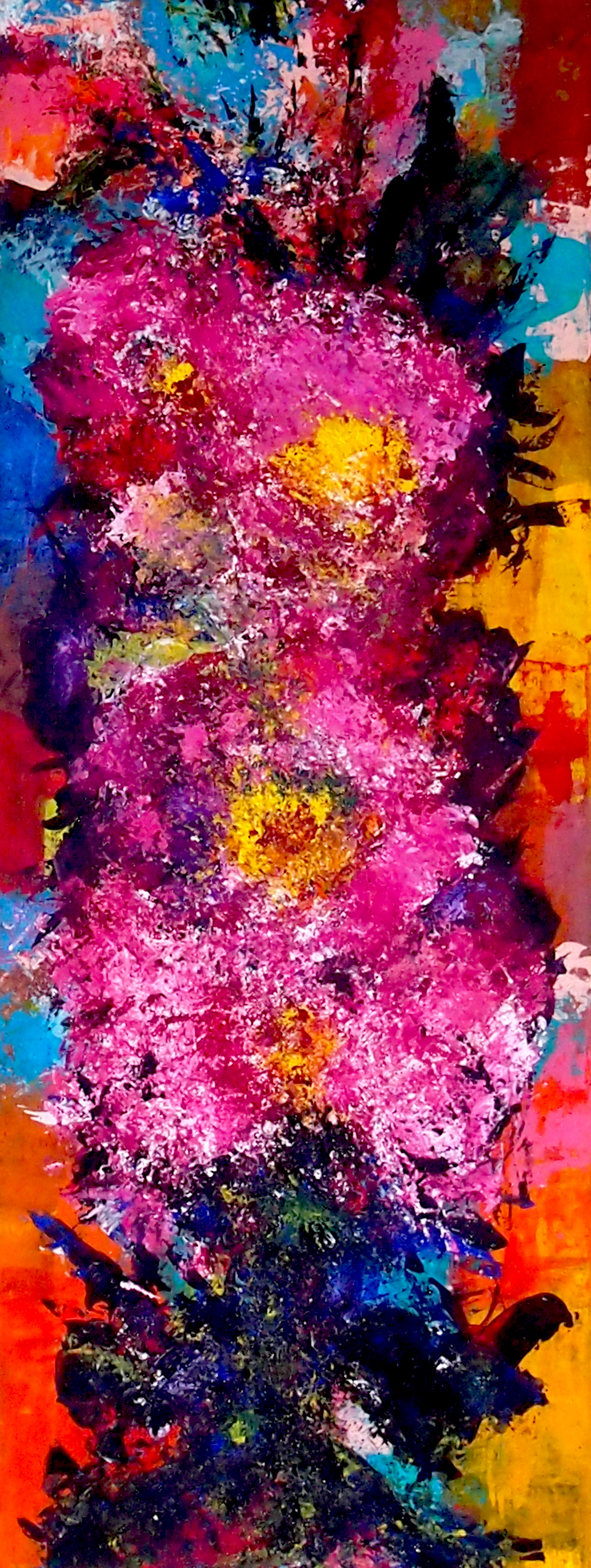 Flower Doodle III 10x26 Acrylic on Canvas.