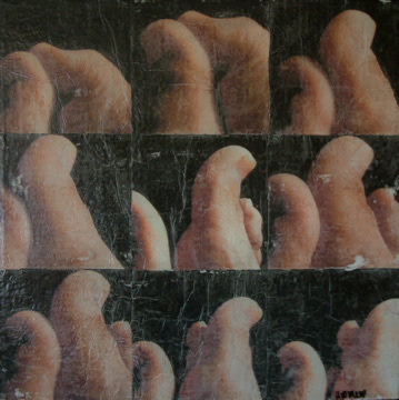 Gesso transferred digital photo on canvas.