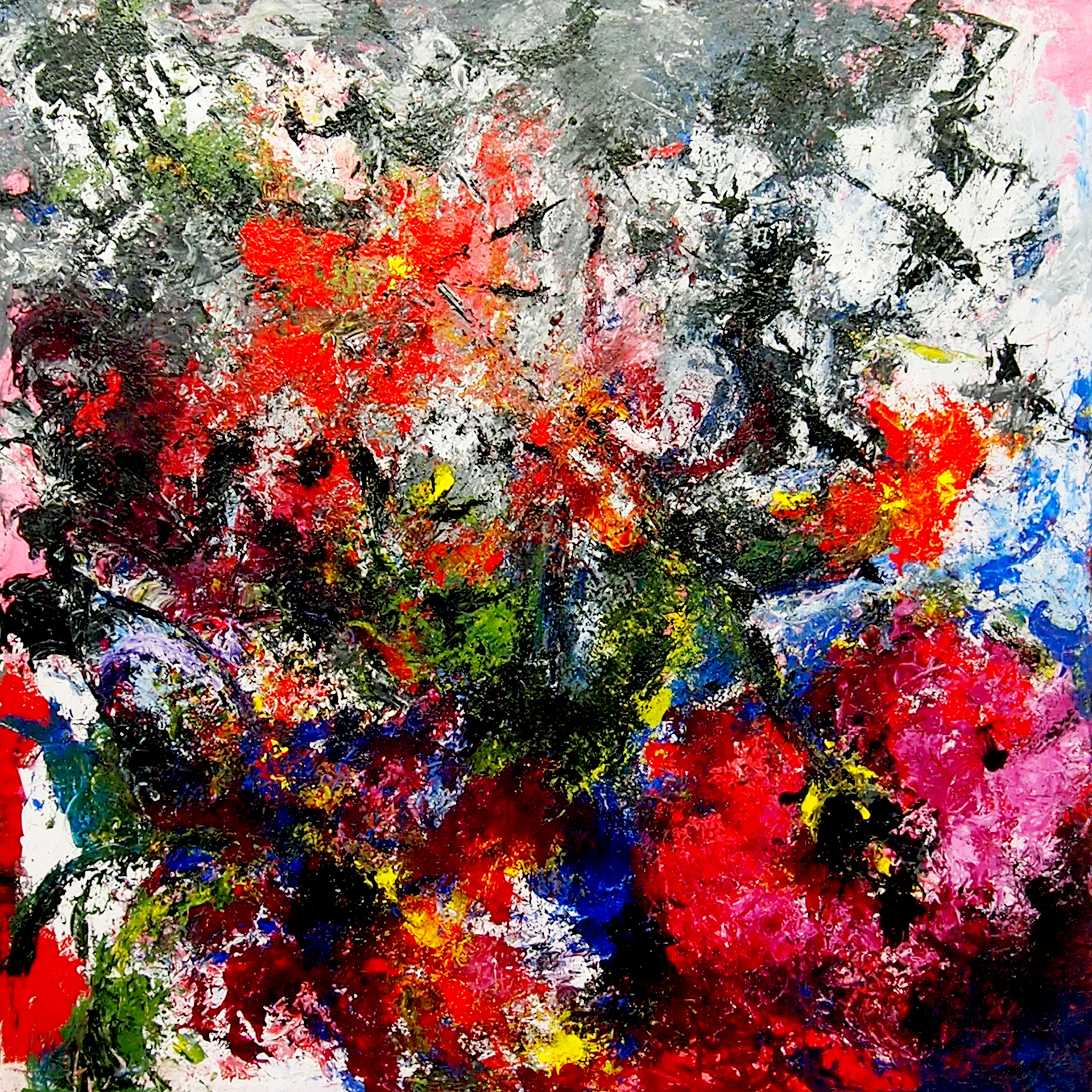 Flower Doodle XI 24x24 Acrylic on Canvas.