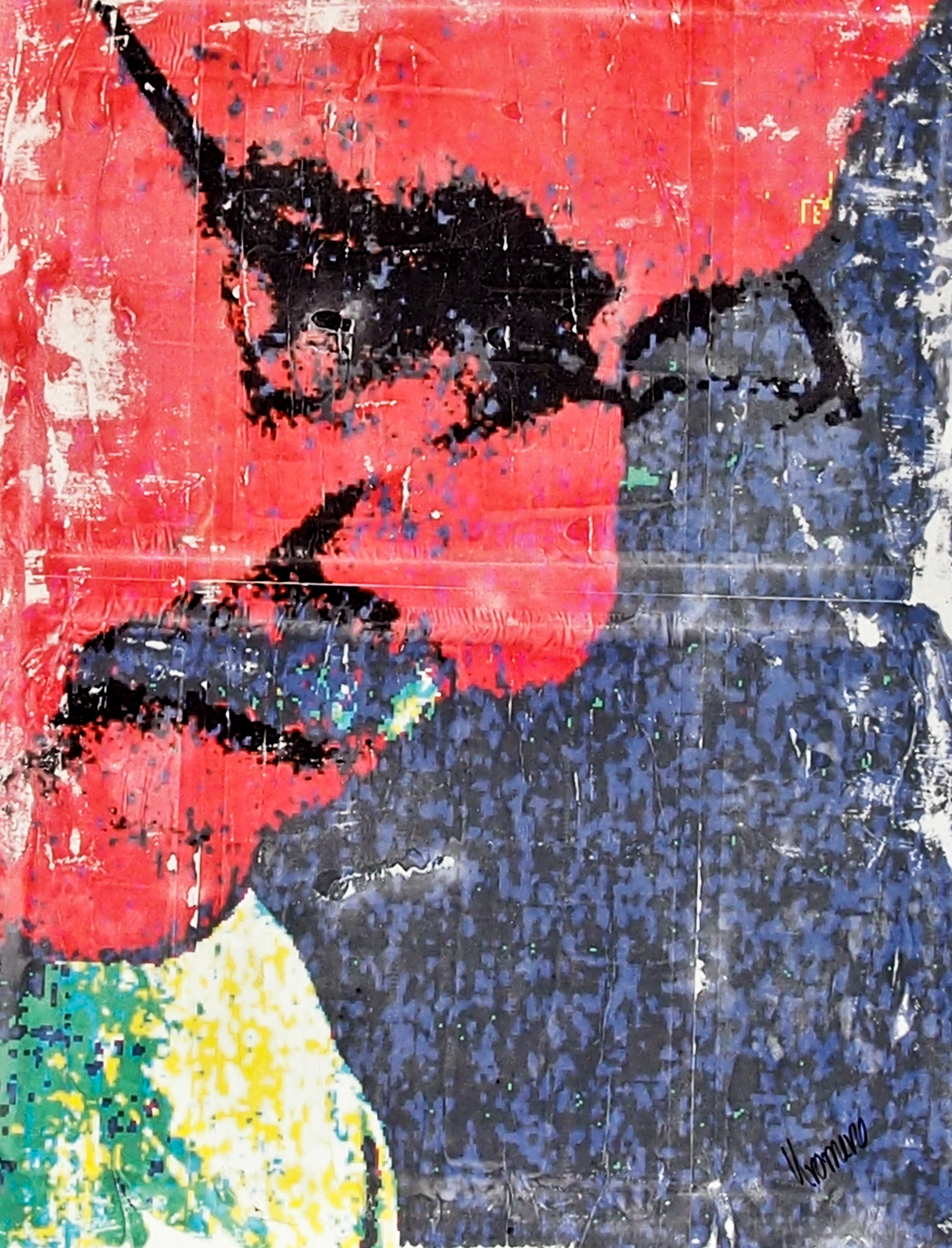 Found Images, Gesso Transfer on Canvas.