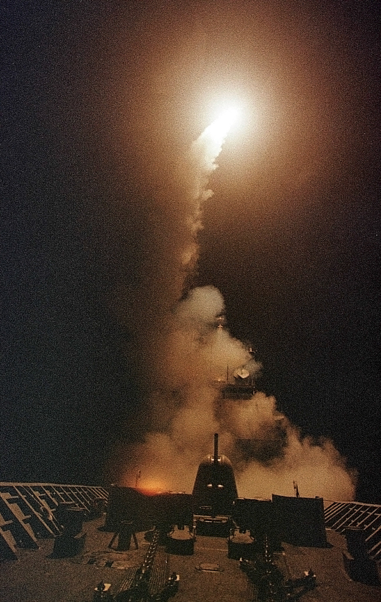 7 OCTOBER 2001 - NORTHERN ARABIAN SEA -- THE LAUNCHING OF A TOMAHAWK CRUISE MISSILE FROM THE USS PHILIPPINE SEA.   POOL PHOTOGRAPH BY BARRY IVERSON/TIME