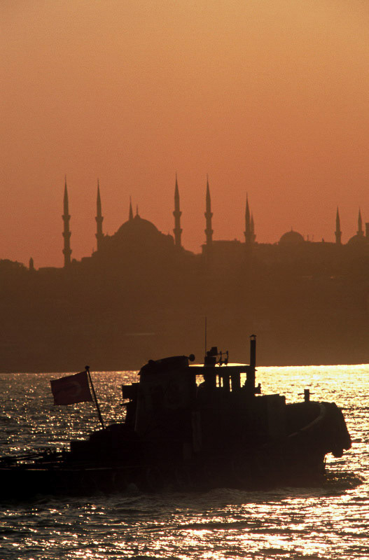 istanbul, turkey -- a tugboat on the bosphorus straits.photograph by barry iverson