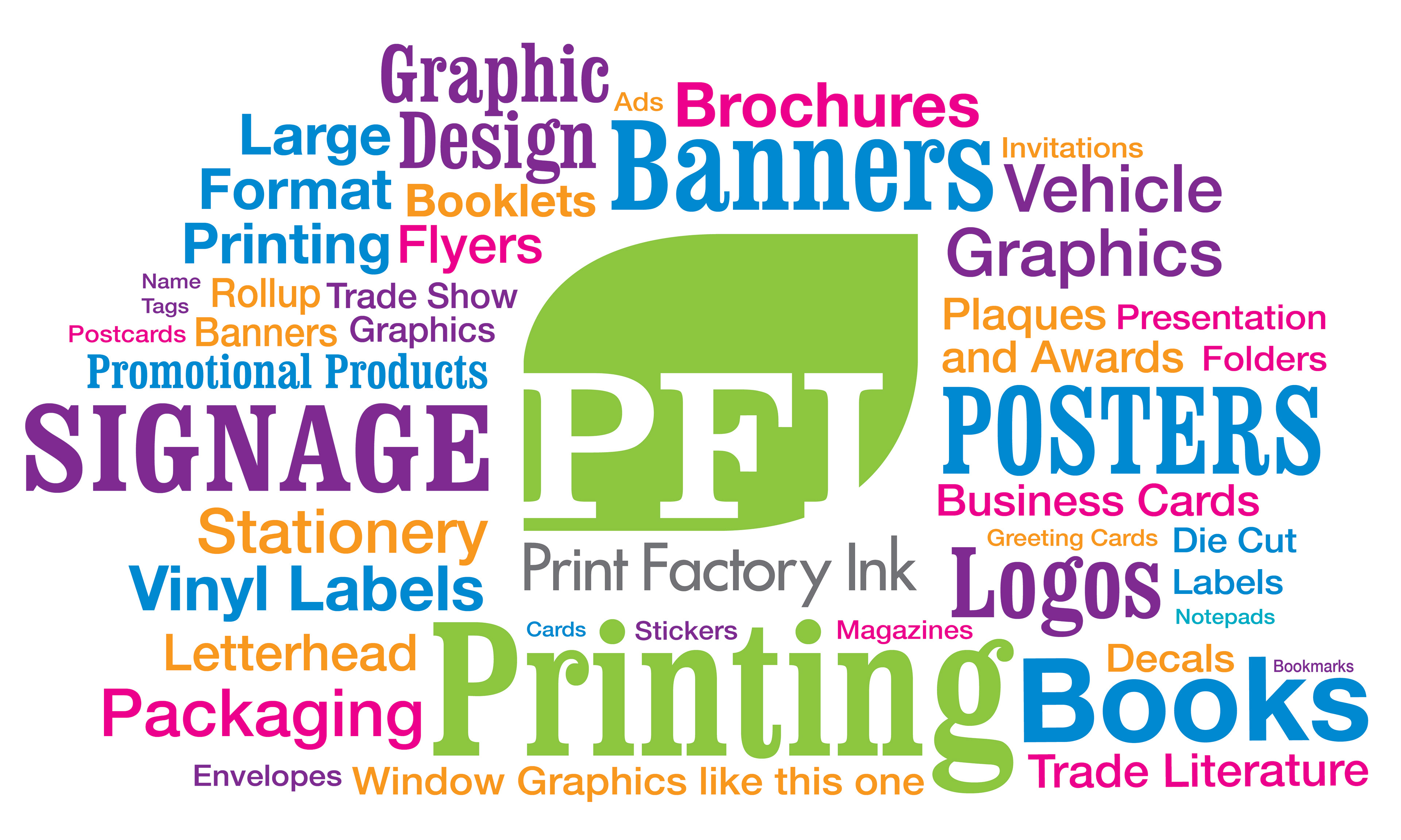 Word Cloud Window Cling for Door of PFI Morris Drive Location
