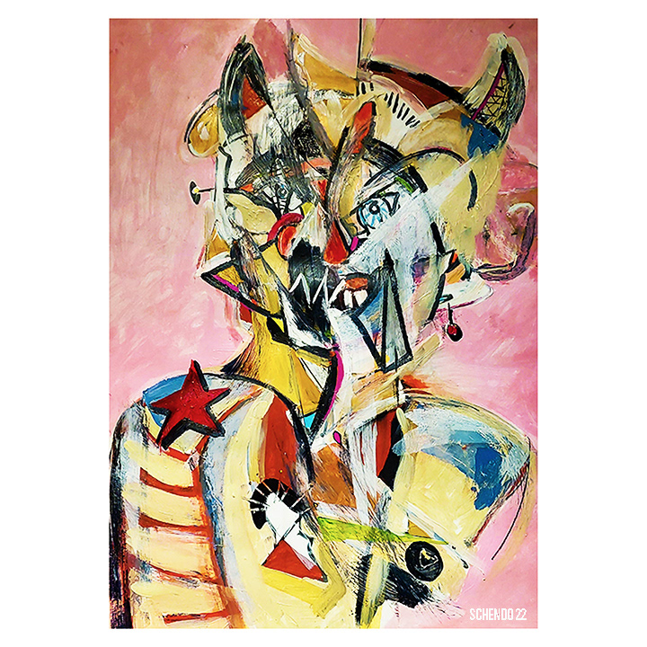 Original art by David Schendowich - Portrait of Covid 36 x 50 oil and acrylic on board