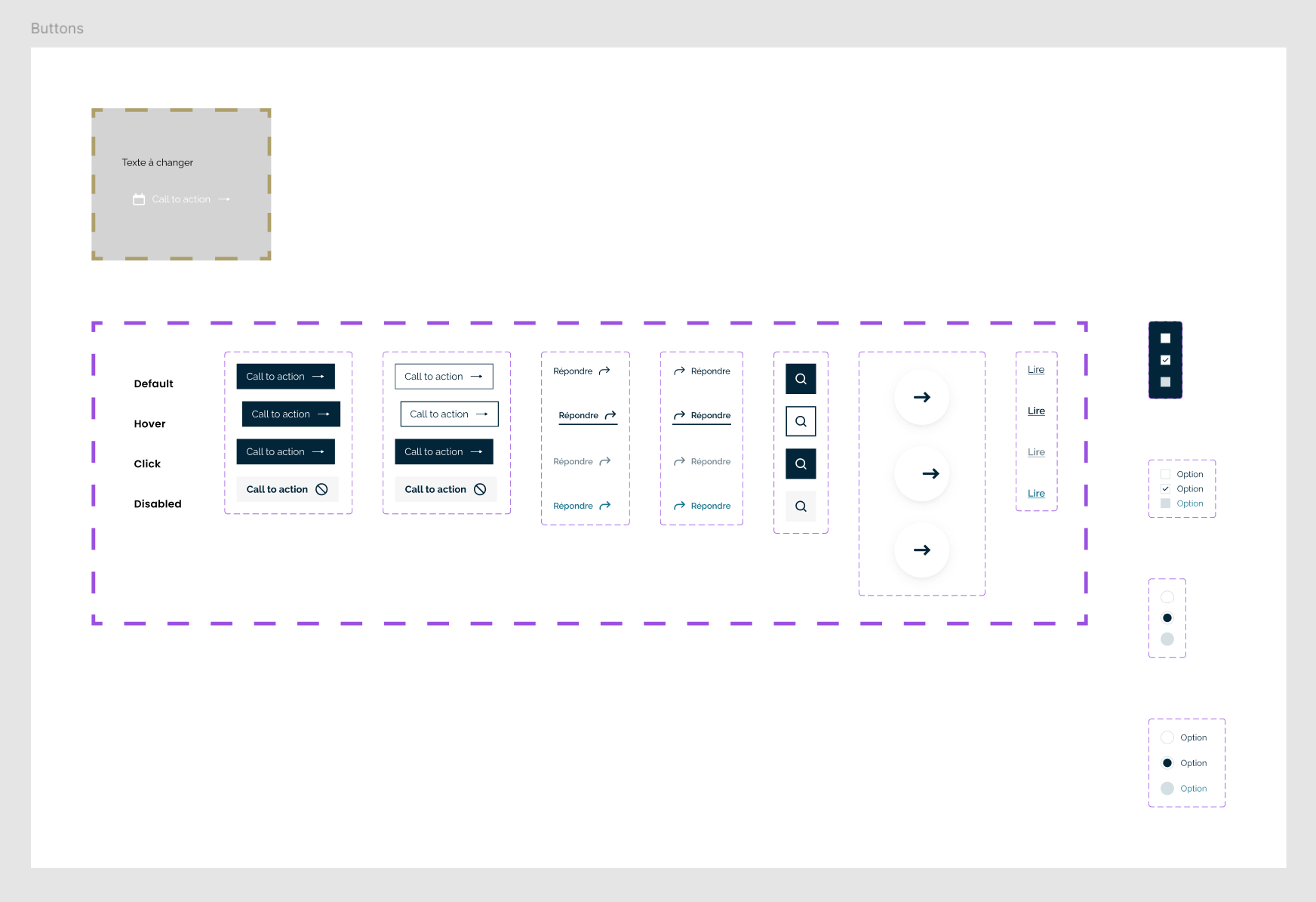 Buttons UI and interactions