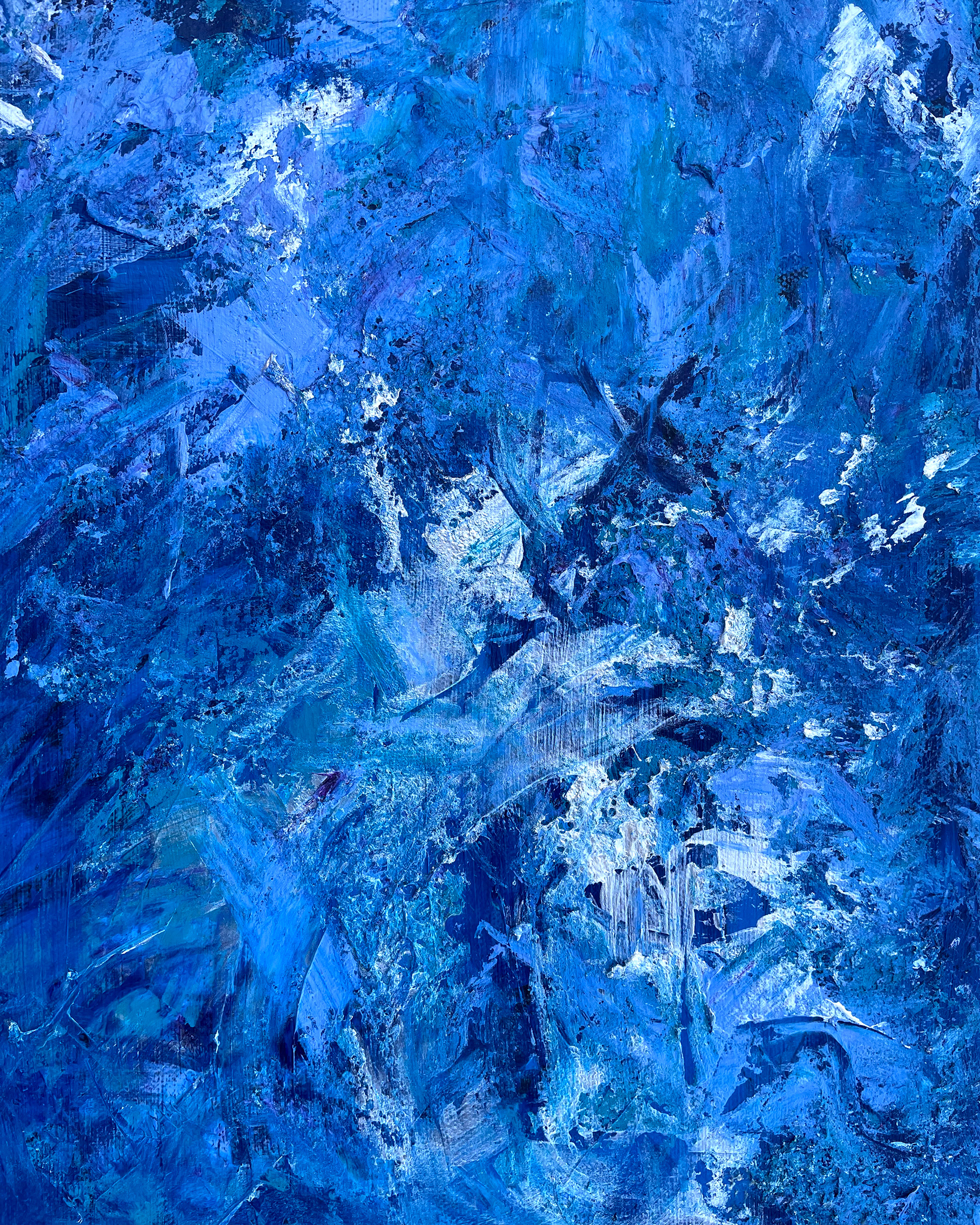 Details of "Sea no. 1," Acrylic on canvas. 12 x 24 x 0.5 inches.