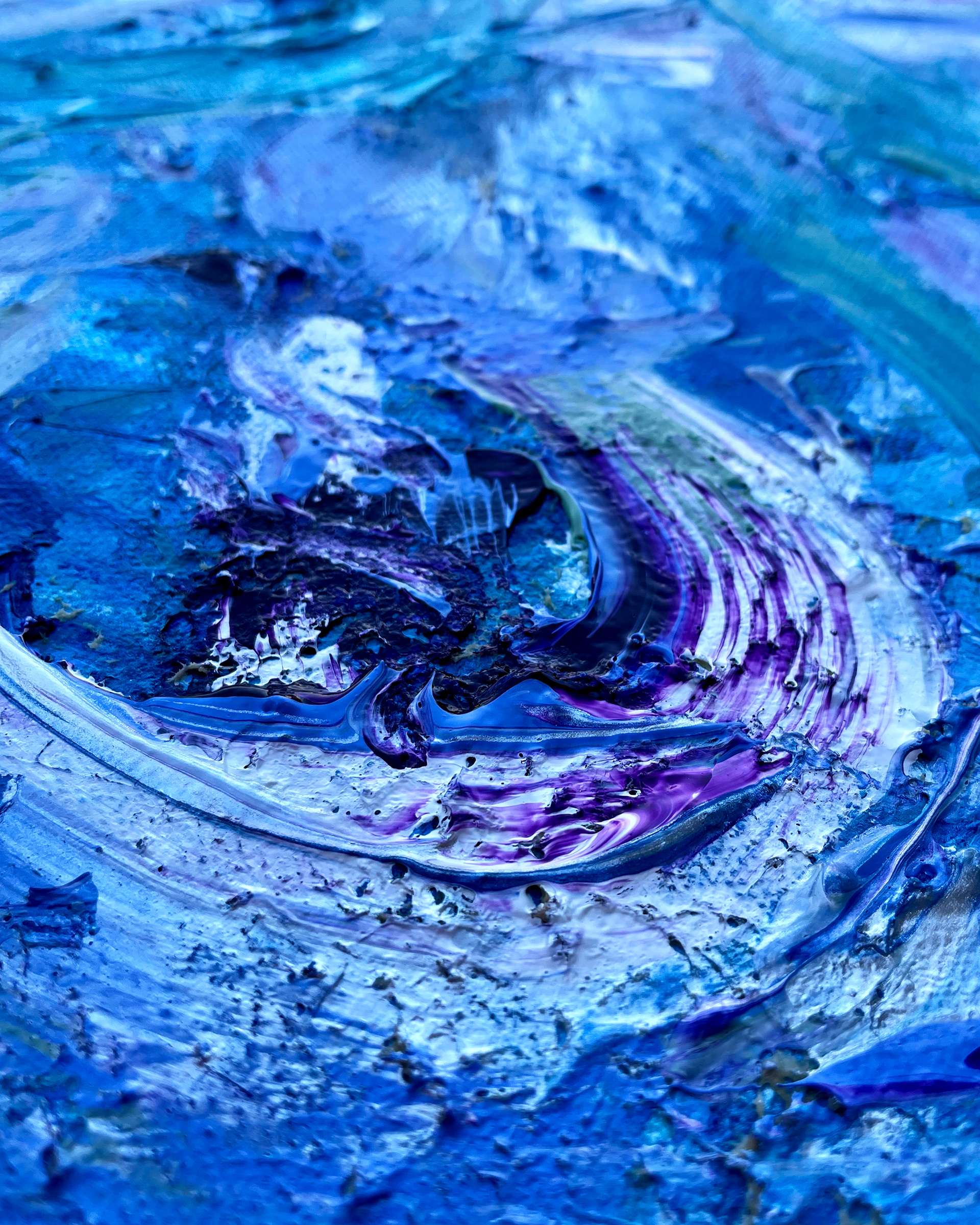 Details of "Sea no. 2," Acrylic on canvas. 12 x 24 x 0.5 inches. 2022.