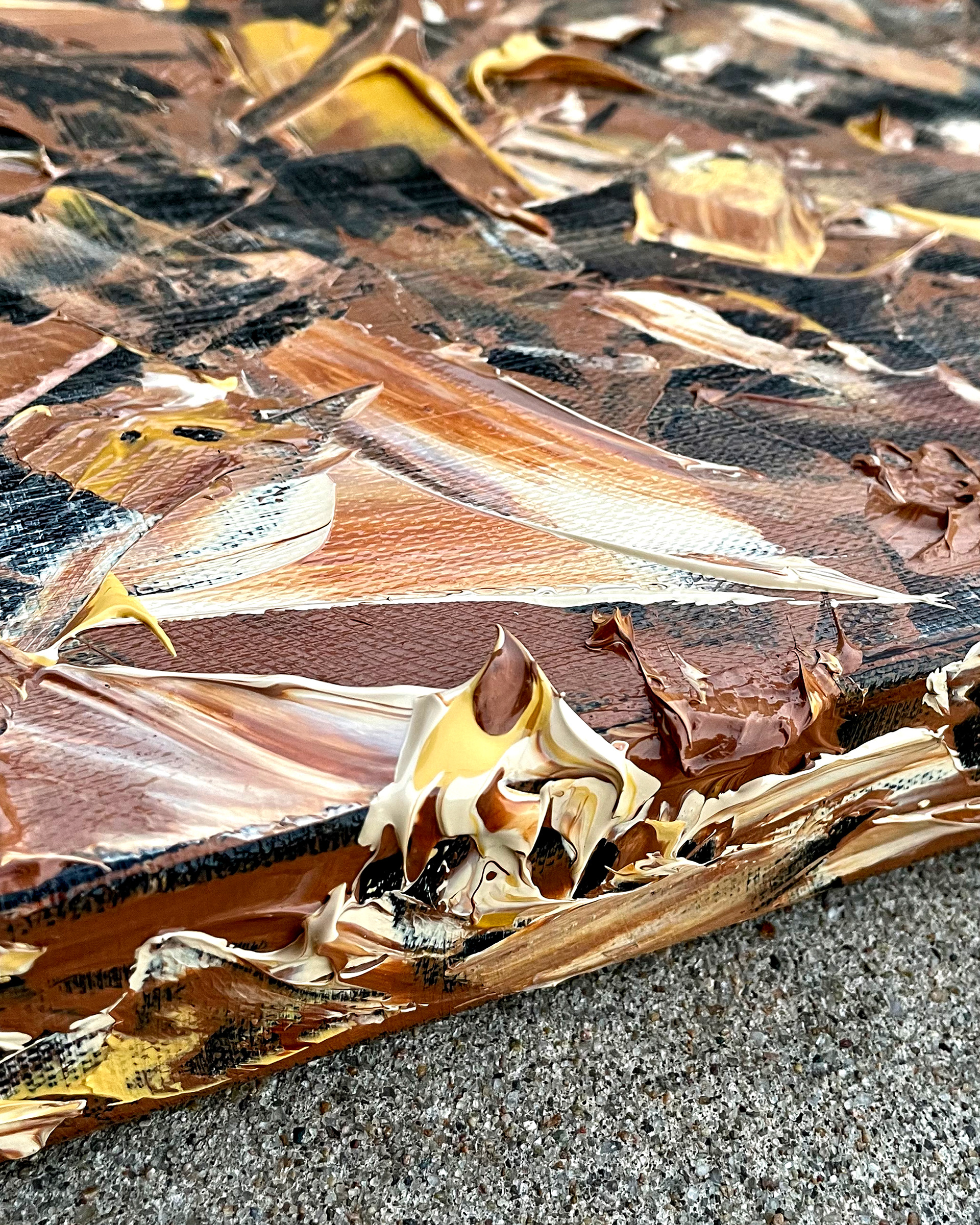 Details of "Box of Chocolates," Acrylic on canvas. 12 x 12 x 1.5 inches.
