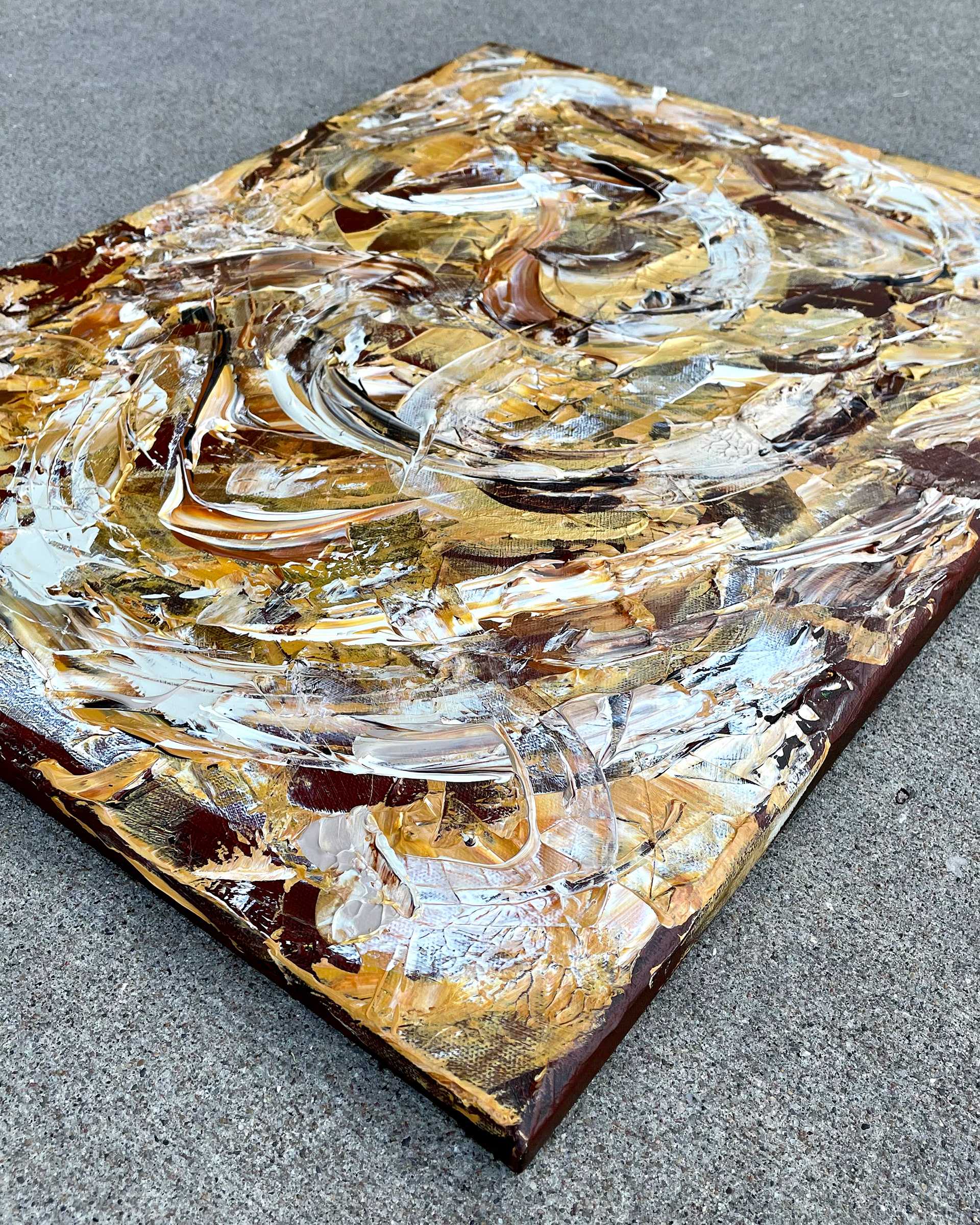 Side of "Earth no. 3," Acrylic on canvas. 16 x 20 x 0.5 inches. 2022.