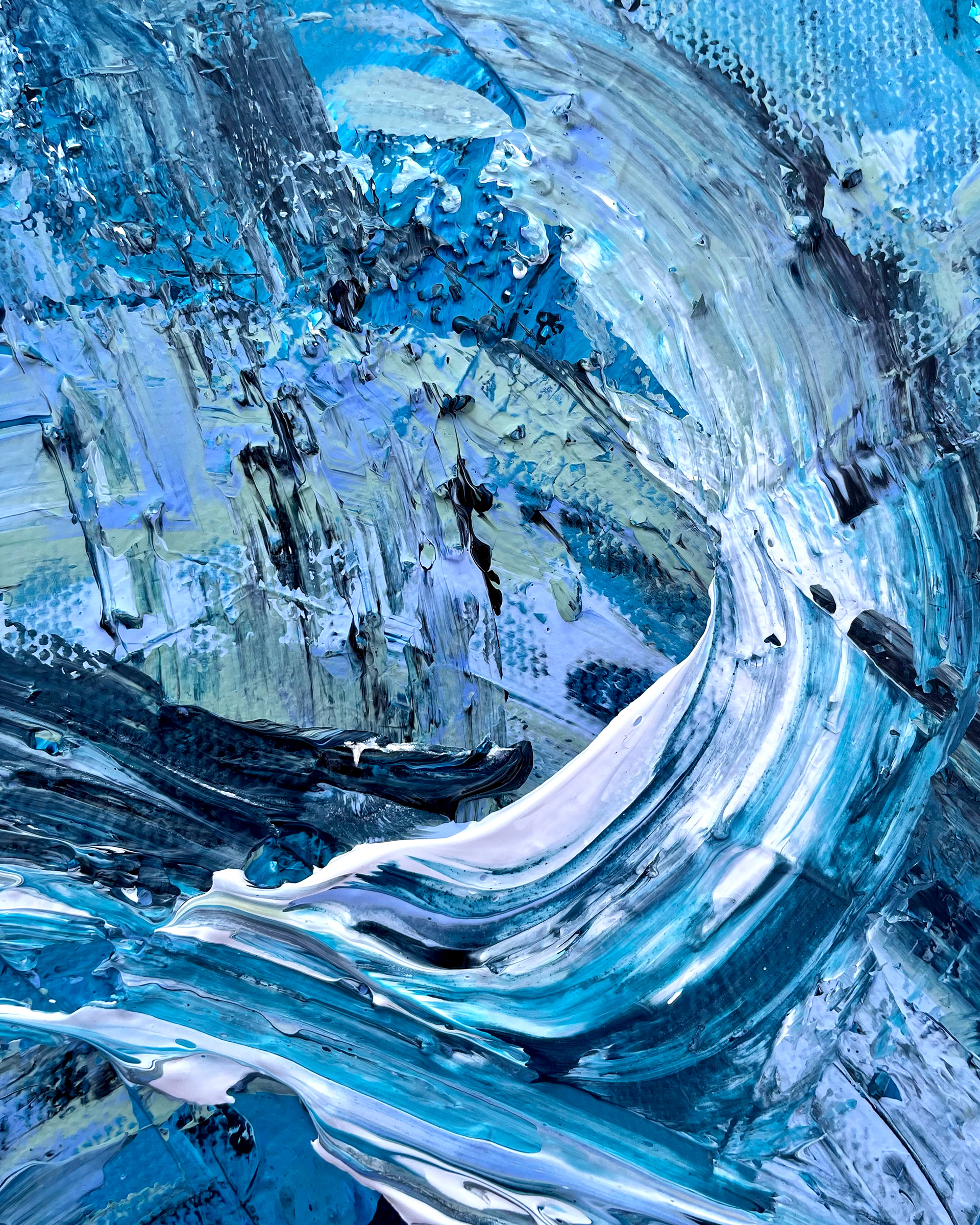 Details of "Sea no. 4," acrylic on canvas. 16 x 20 x 0.5 in. 2022.