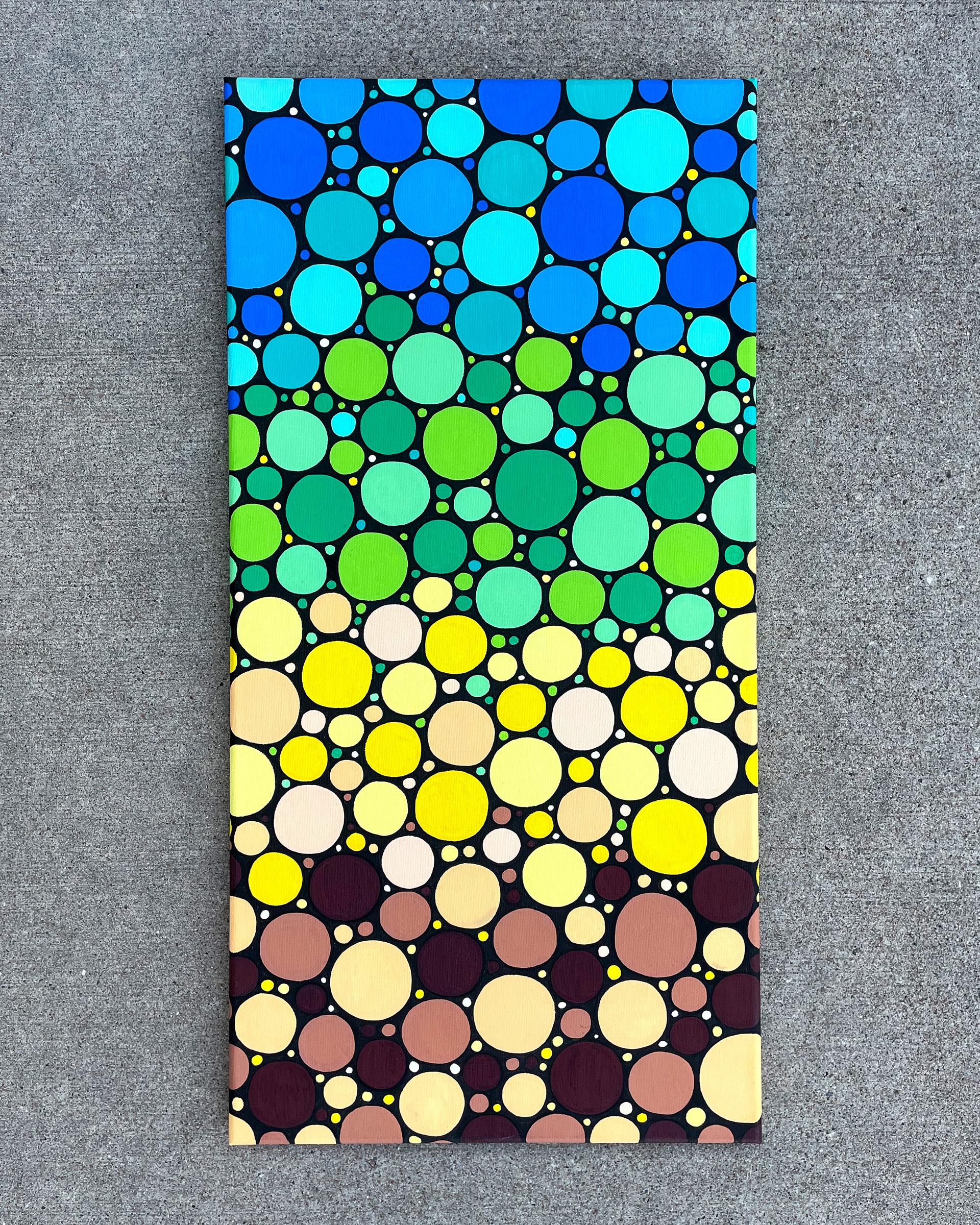 "Earth and Water," acrylic on canvas. 12 x 24 x 0.5 inches. 2022.