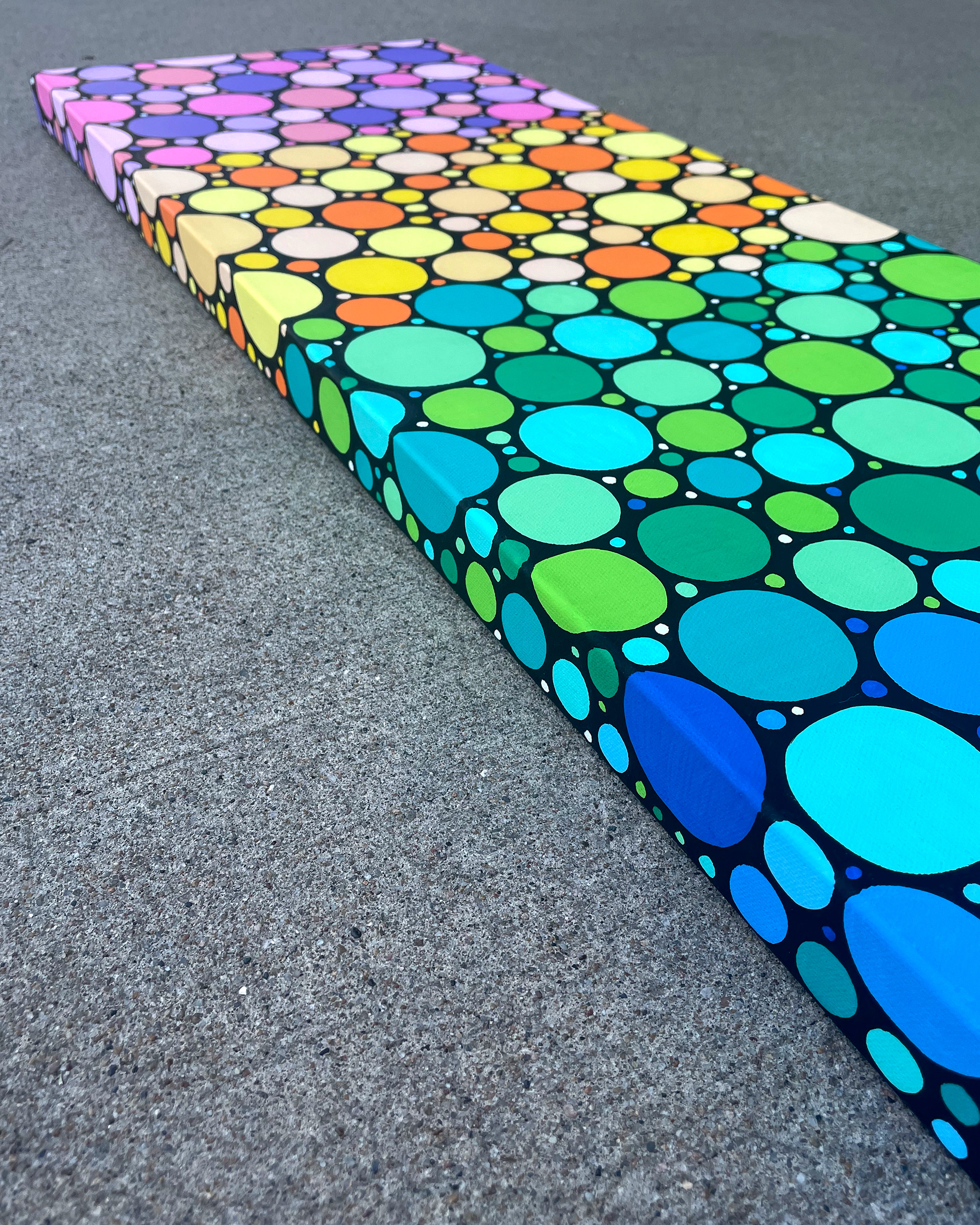 Side of "Sea & Sky," Acrylic on canvas. 12 x 36 x 1.5 inches. 2022.