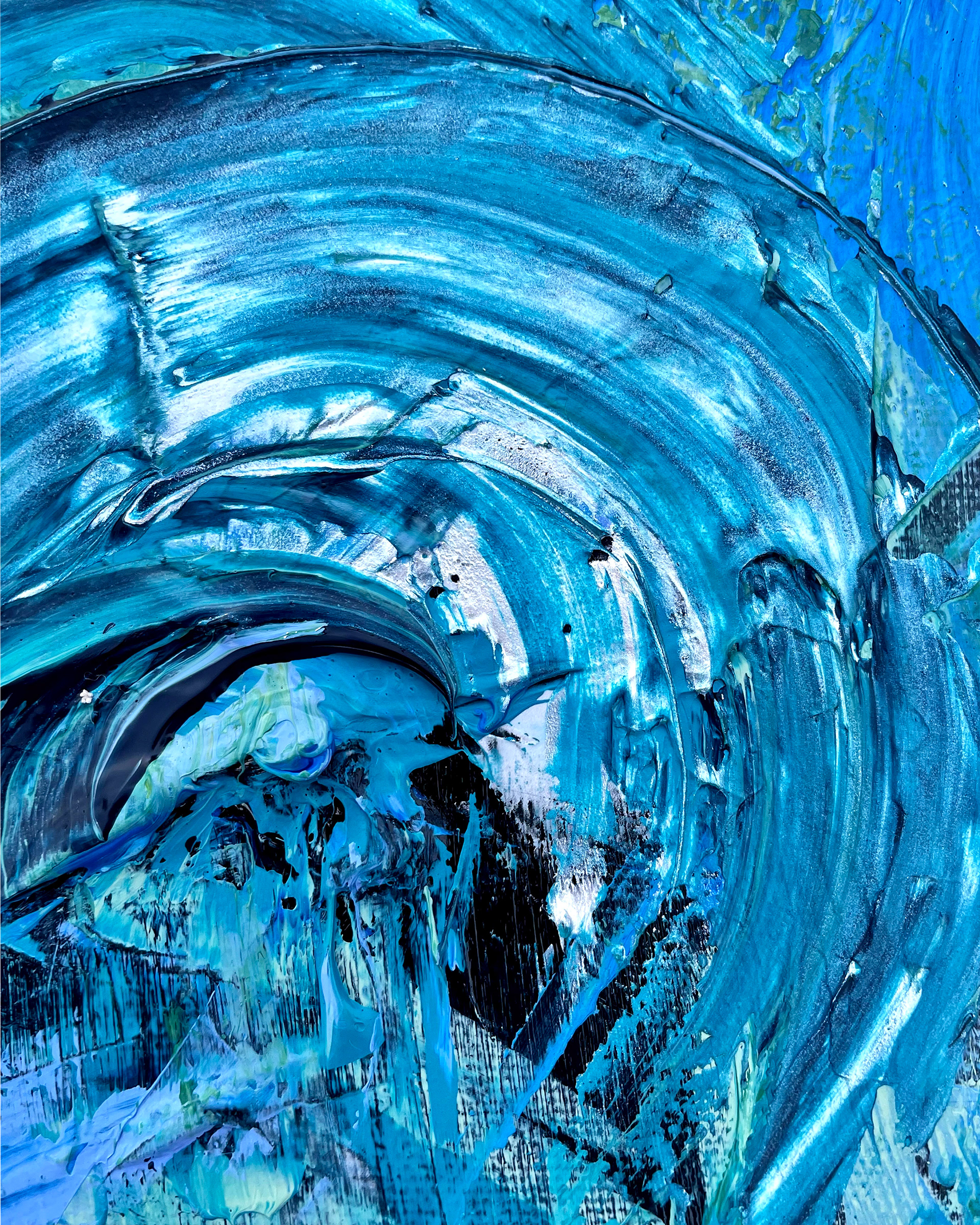 Details of "Sea no. 5," acrylic on canvas. 16 x 20 x 0.5 in. 2022.