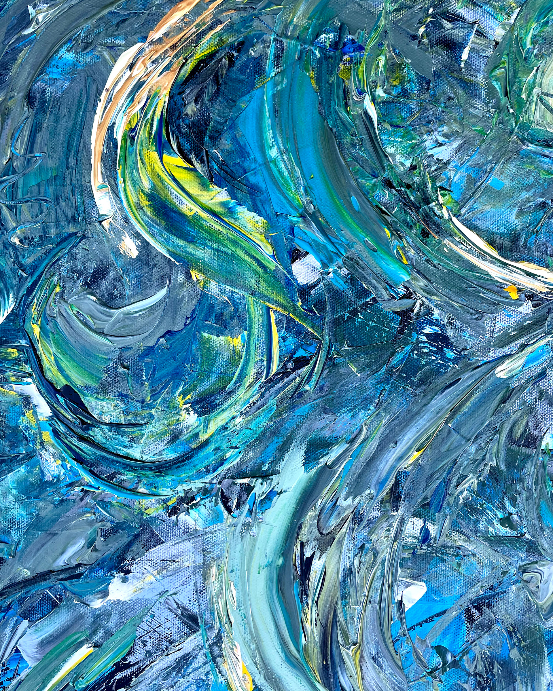 Details of "Sea no. 4," Acrylic on canvas. 16 x 20 x 0.5 inches. 2022.