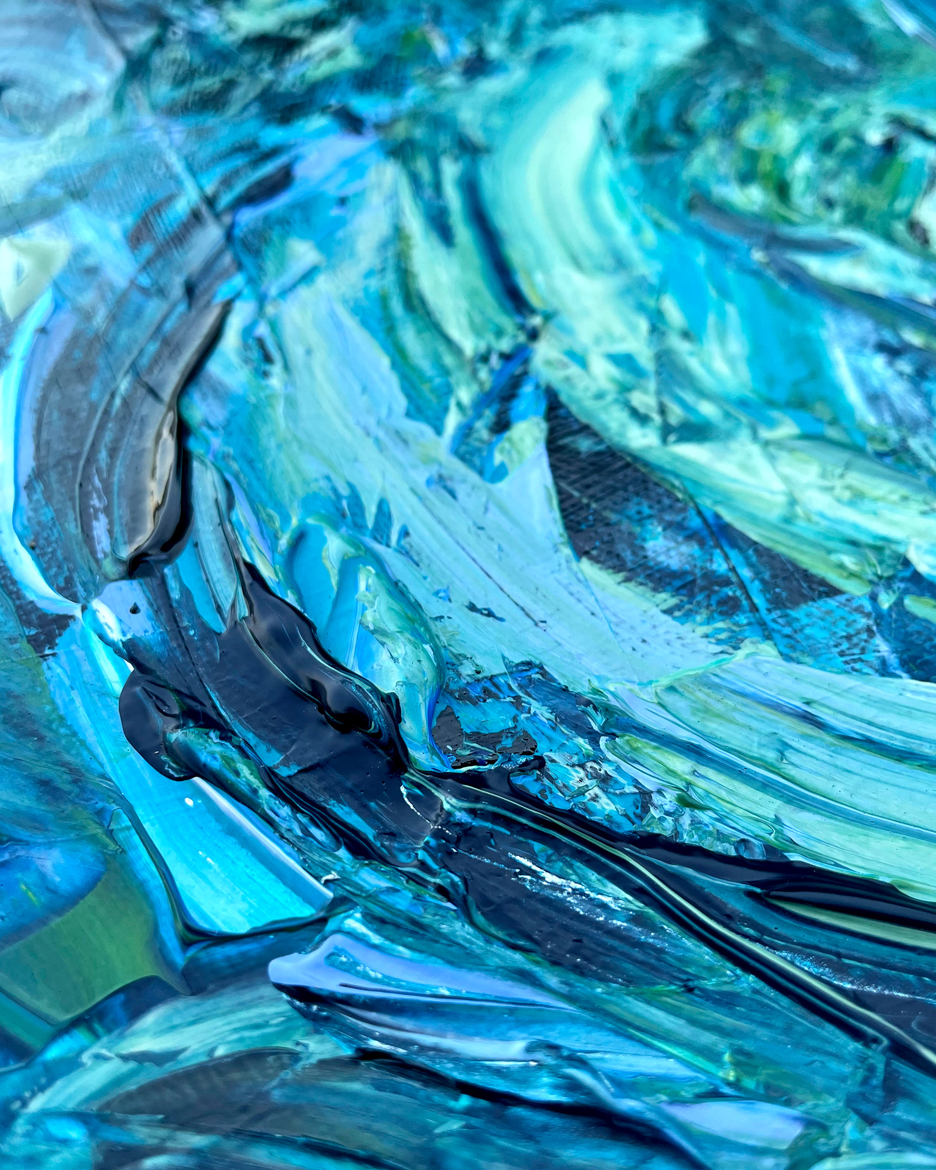 Details of "Sea no. 5," acrylic on canvas. 16 x 20 x 0.5 in. 2022.
