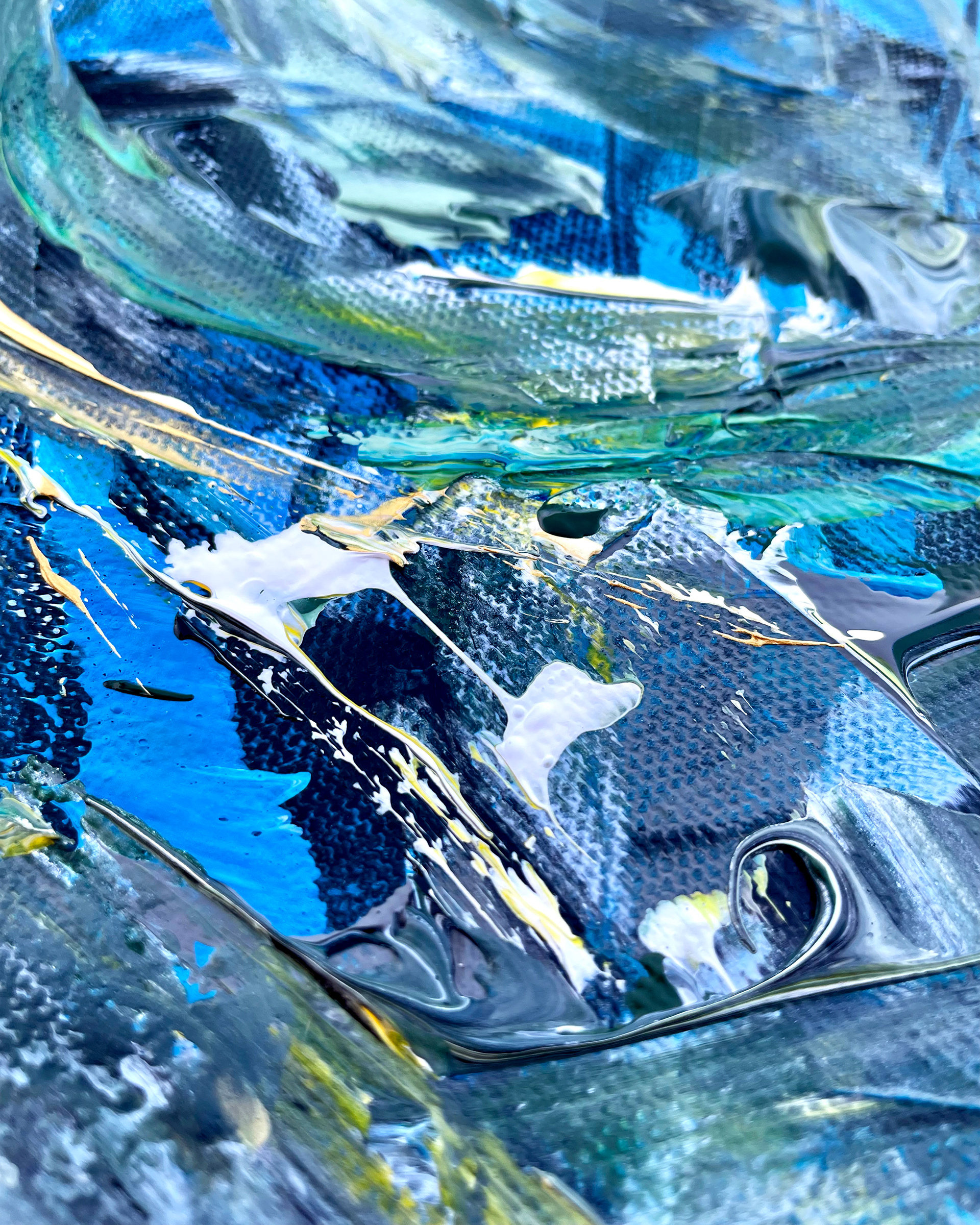 Details of "Sea no. 4," Acrylic on canvas. 16 x 20 x 0.5 inches. 2022.
