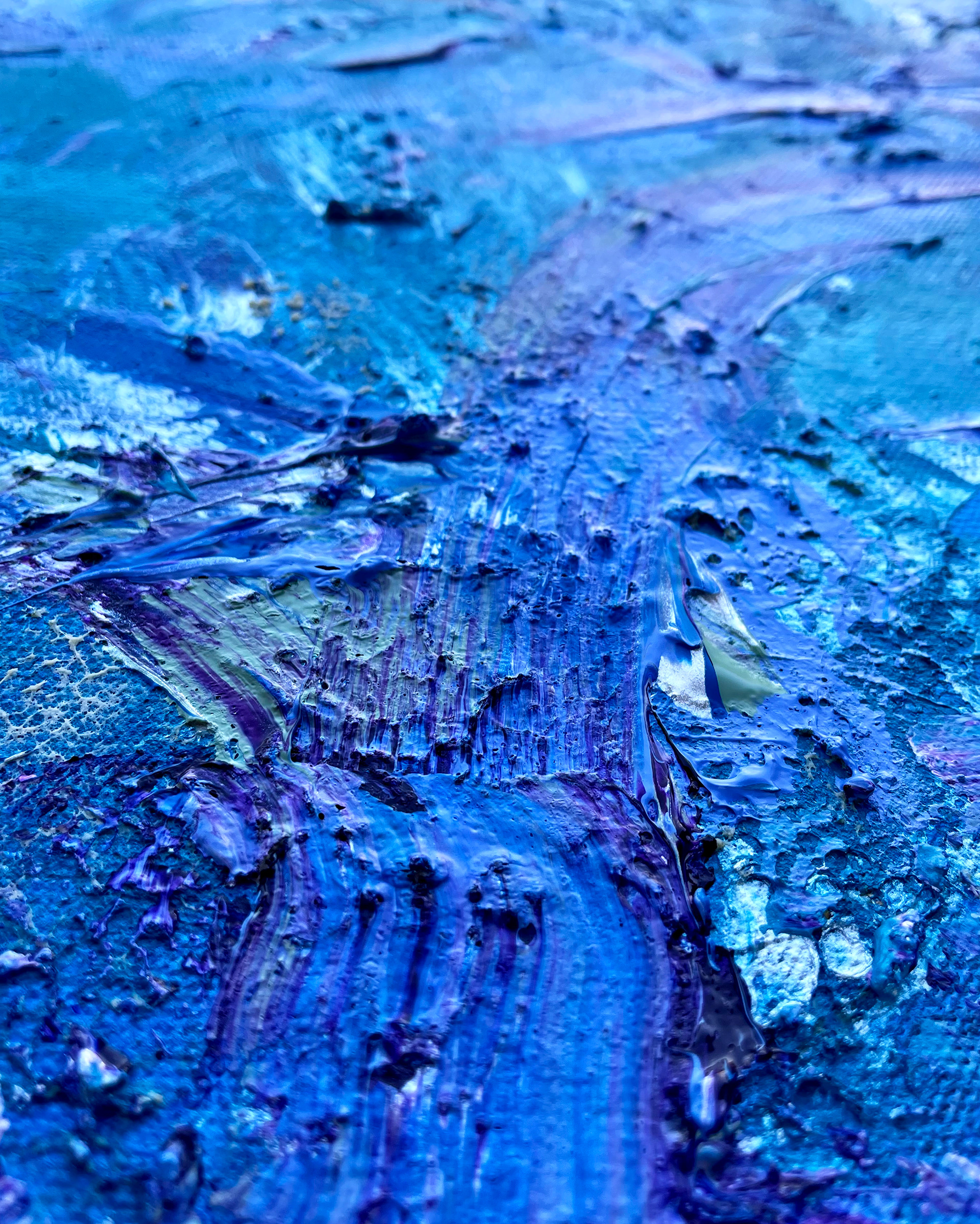 Details of "Sea no. 2," Acrylic on canvas. 12 x 24 x 0.5 inches. 2022.