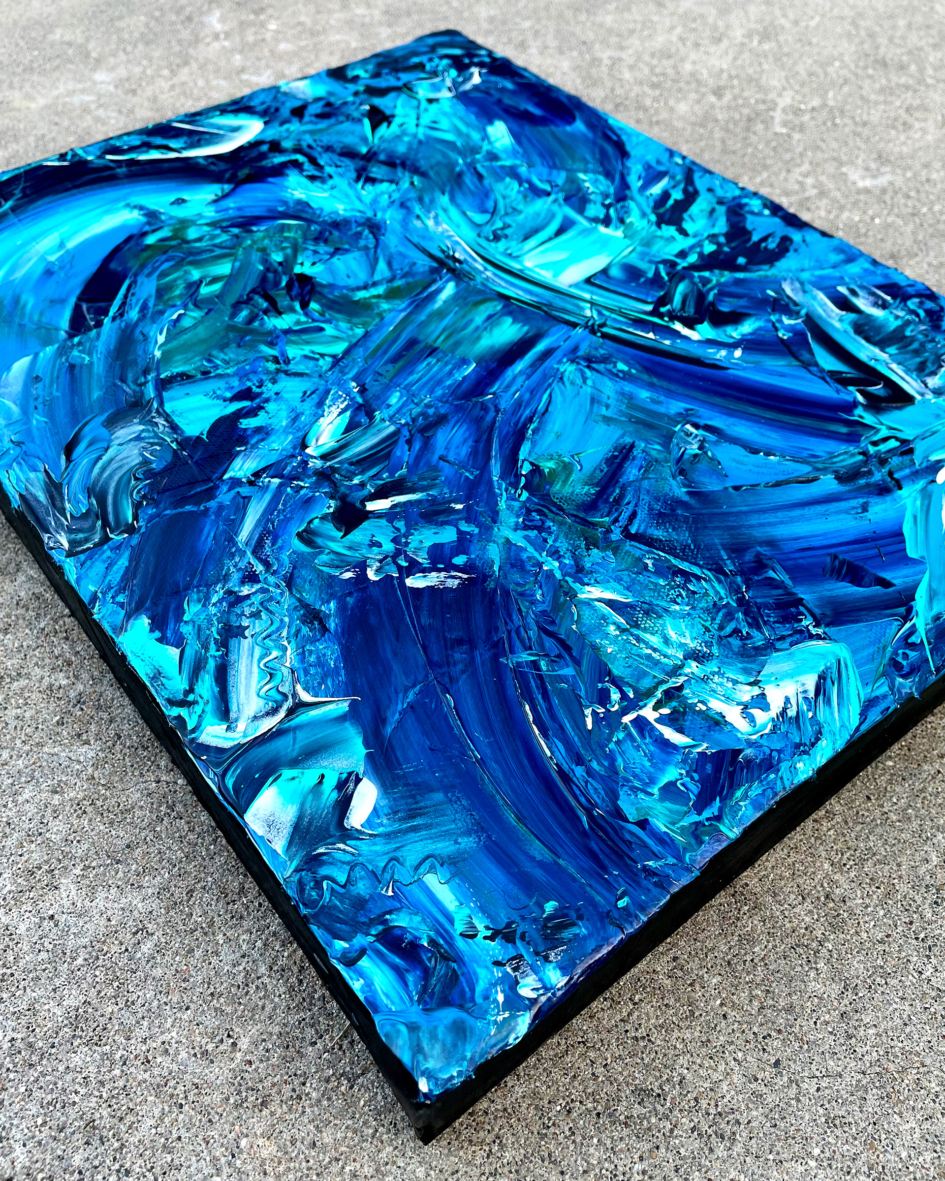 Side of "High Tide," acrylic on canvas. 11 x 14 x 1.5 inches. 2022.