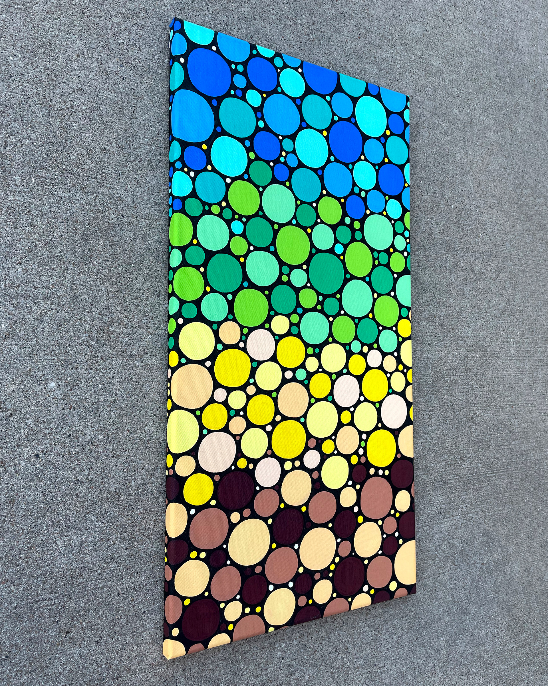 Side of "Earth and Water," acrylic on canvas. 12 x 24 x 0.5 inches. 2022.