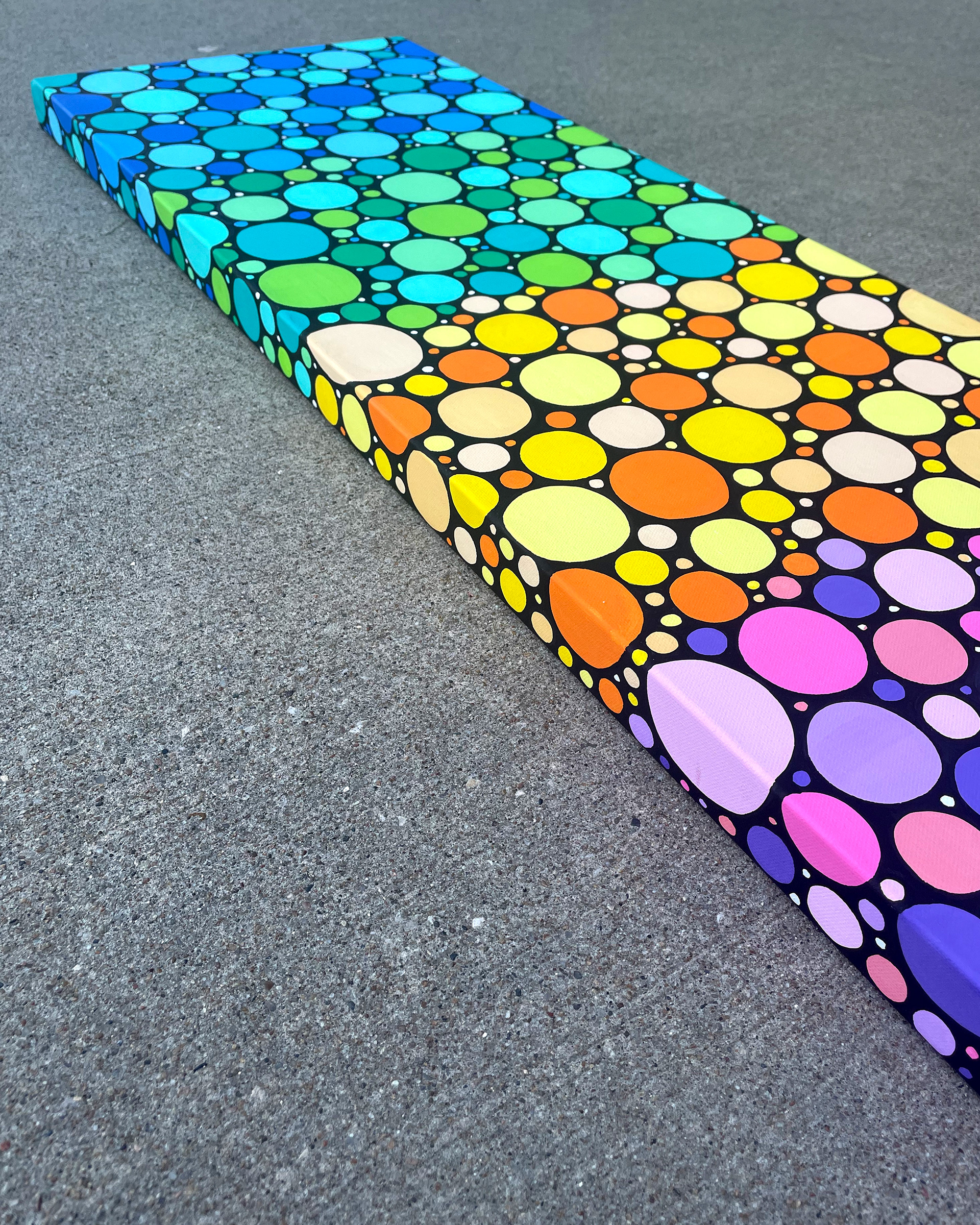 Side of "Sea & Sky," Acrylic on canvas. 12 x 36 x 1.5 inches. 2022.