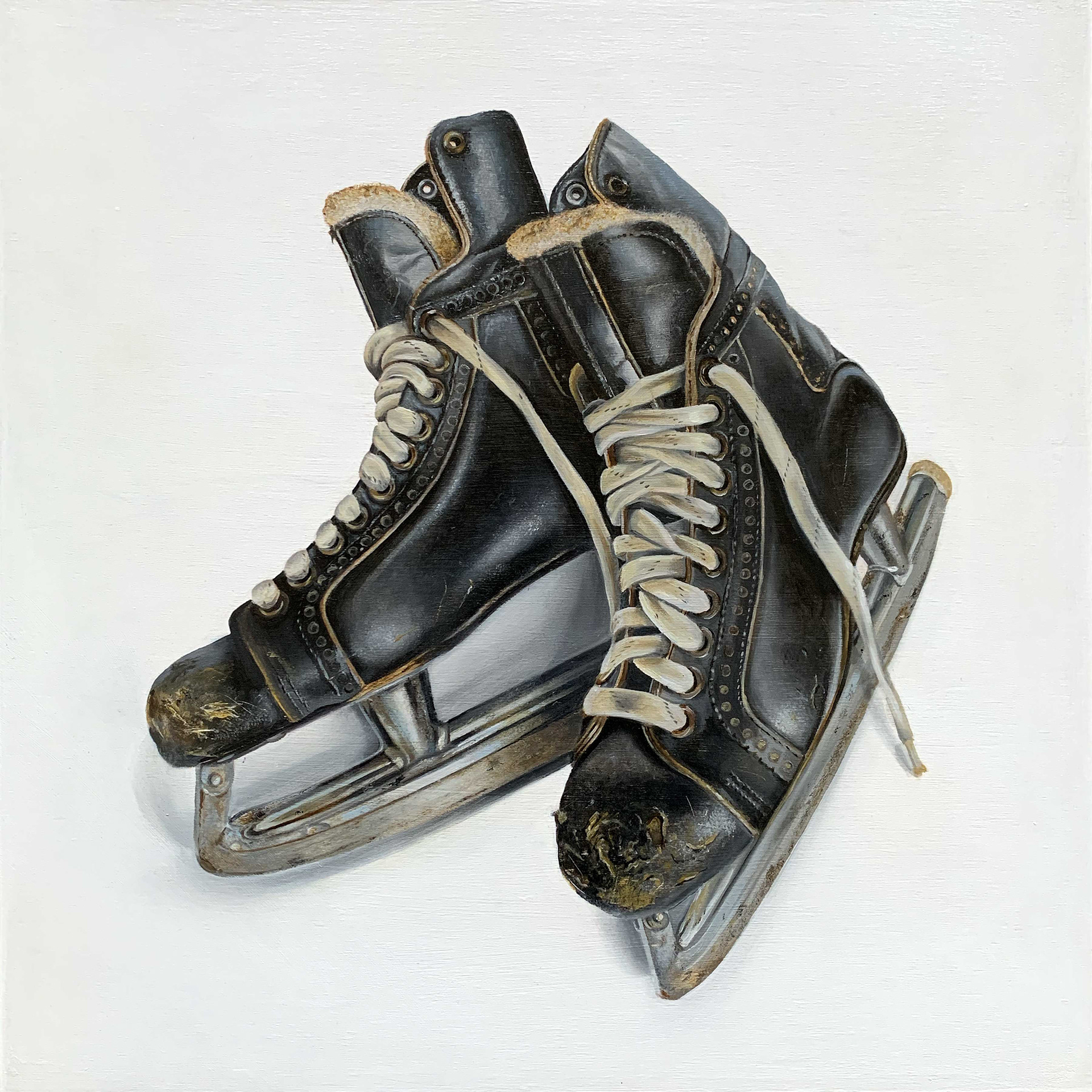 SOLD – Drop the Puck, 12"x12", Oil on wood