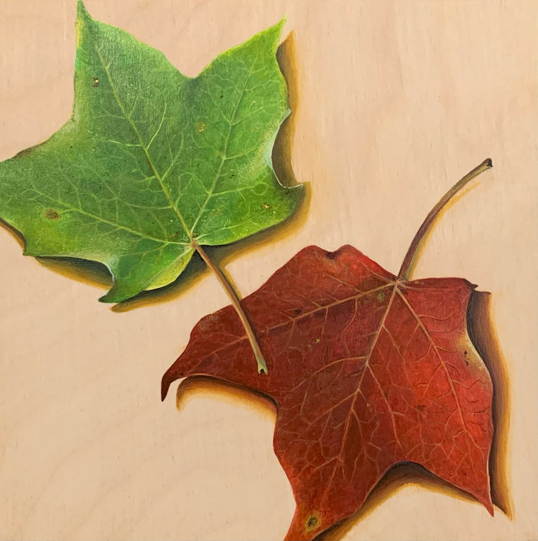 AVAILABLE at Arts on Queen, Toronto – Hello & Goodbye, 8"x8", Acyrlic on wood, $200.00