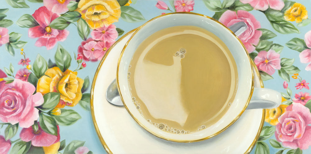 Cuppa, Oil on wood, 20"x10", $700