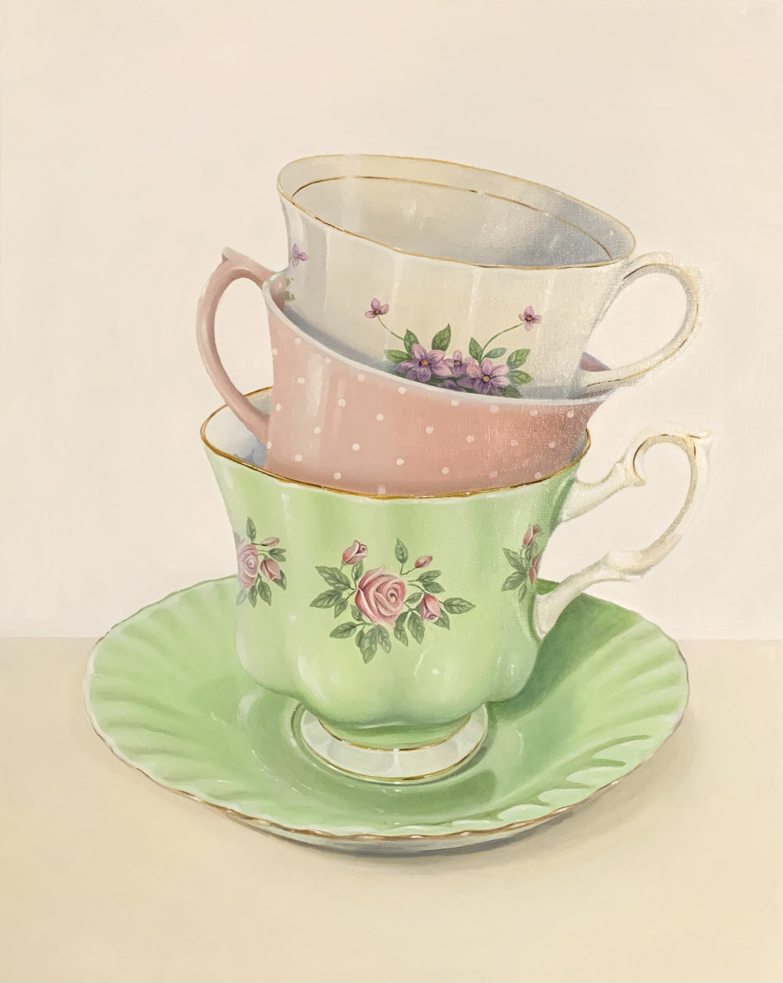 AVAILABLE at Blue Crow Gallery, Toronto – Tea for Three, 16"x20", Oil on canvas, $600.00