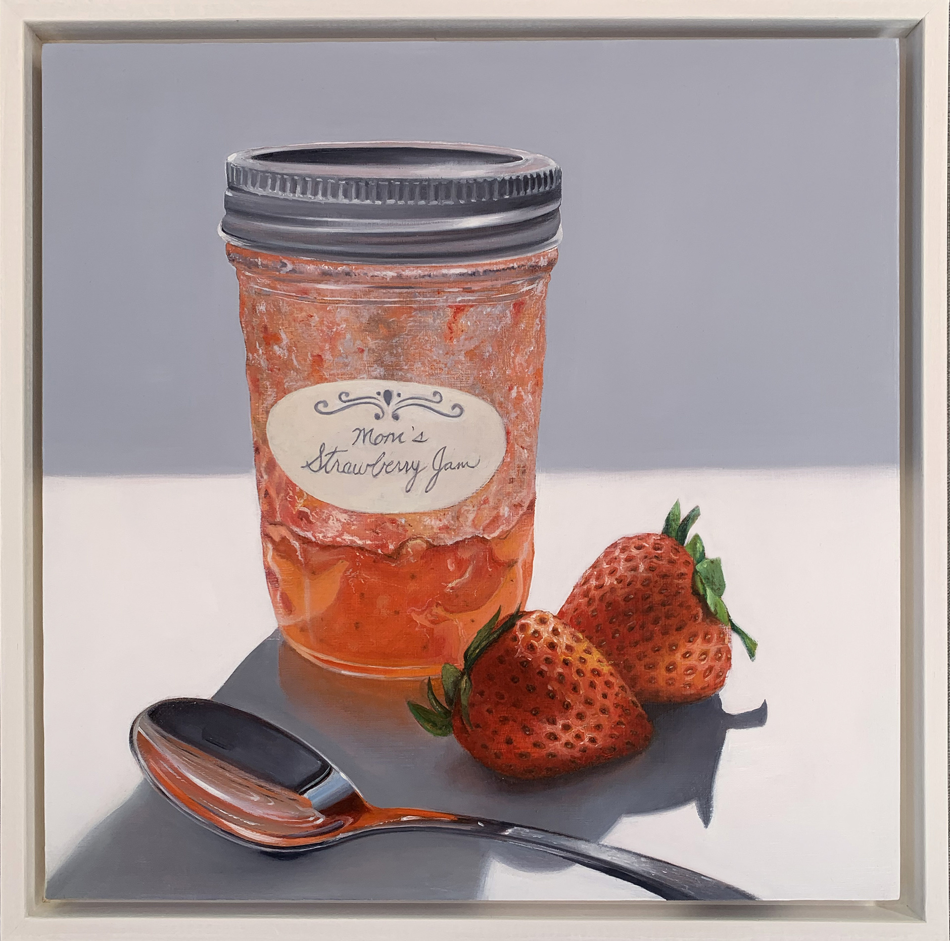SOLD – Mom's Strawberry Jam, 12"x12", Oil on wood