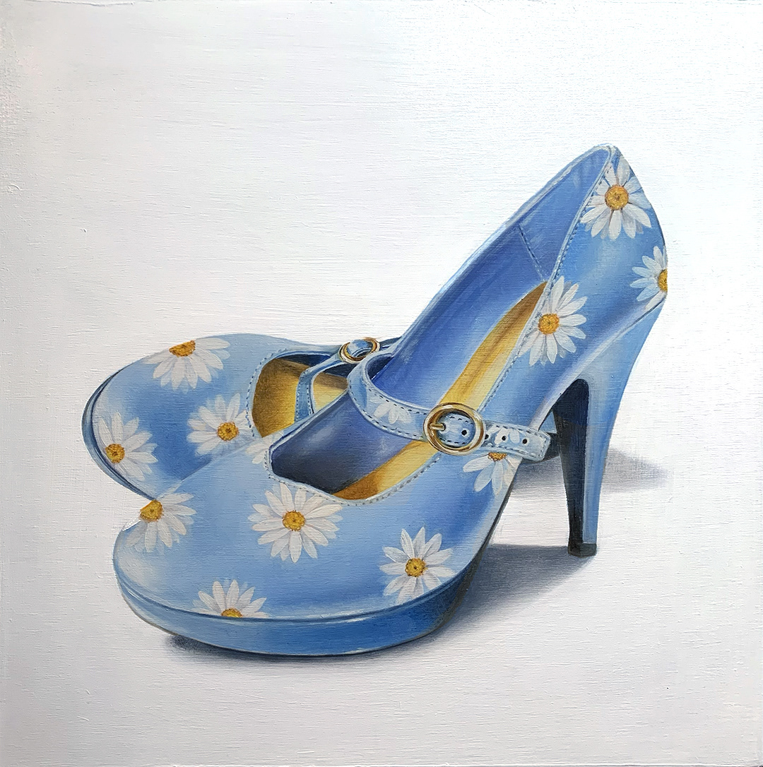 AVAILABLE - Loves Me, Loves Me Not, 10"x10", Oil on wood, $350