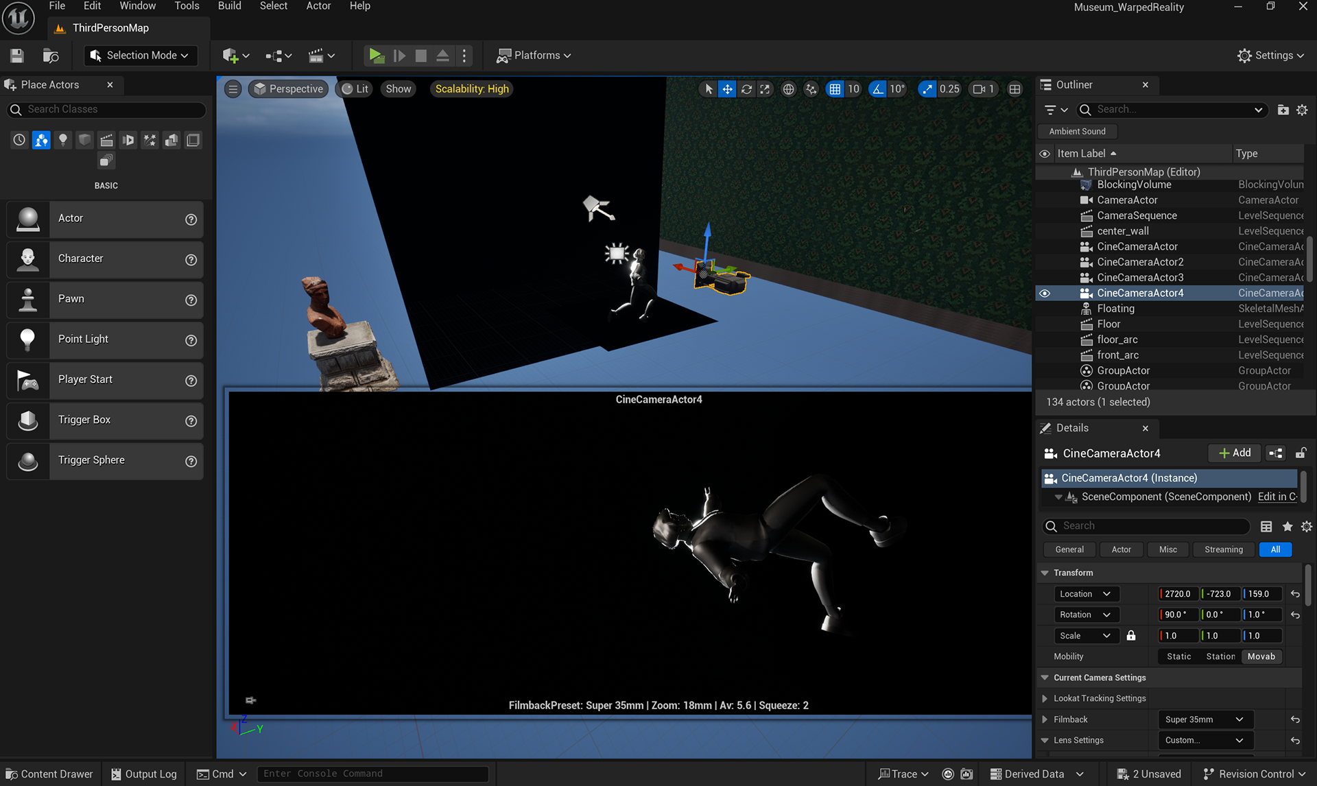 Camera movement and rotation.