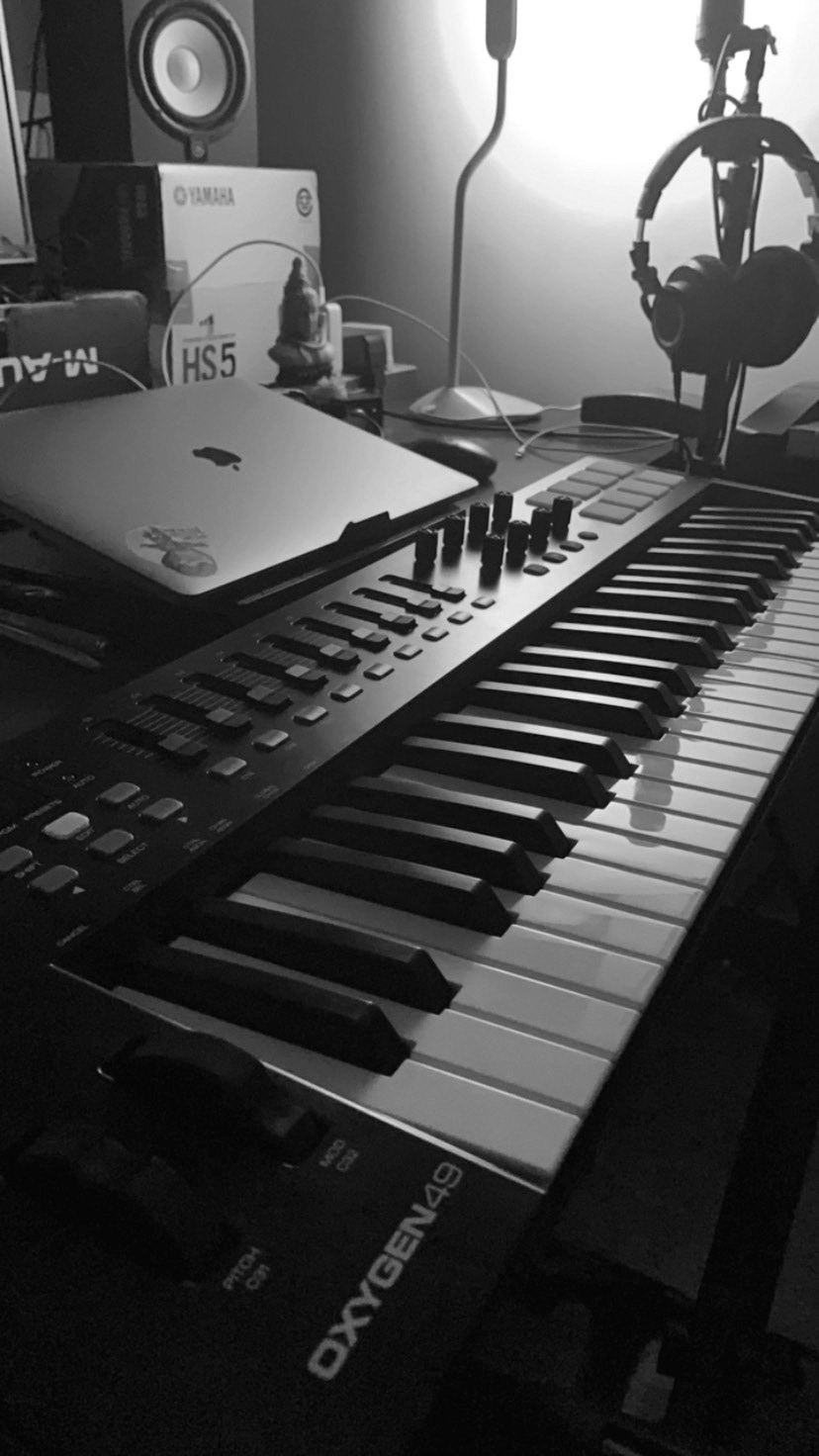 Composing and Producing Music at my tiny desk studio 