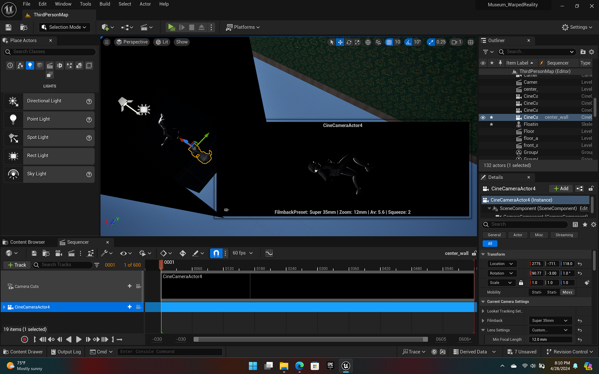Animation and sequencing the entire shot.