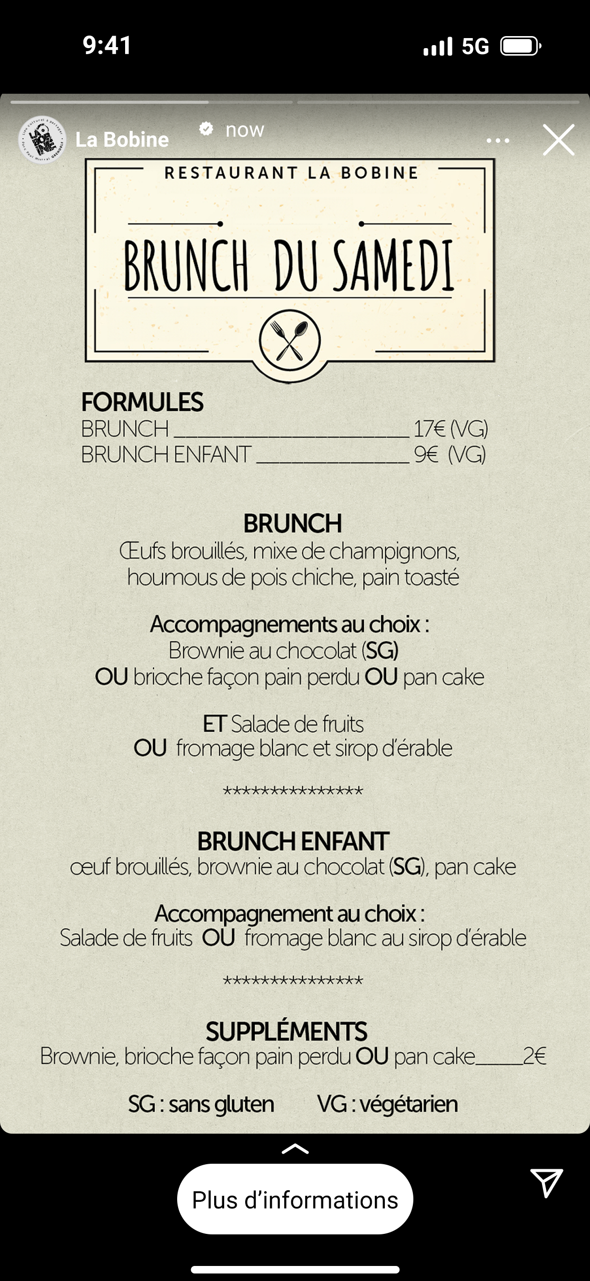  Menu du restaurant décliné format story