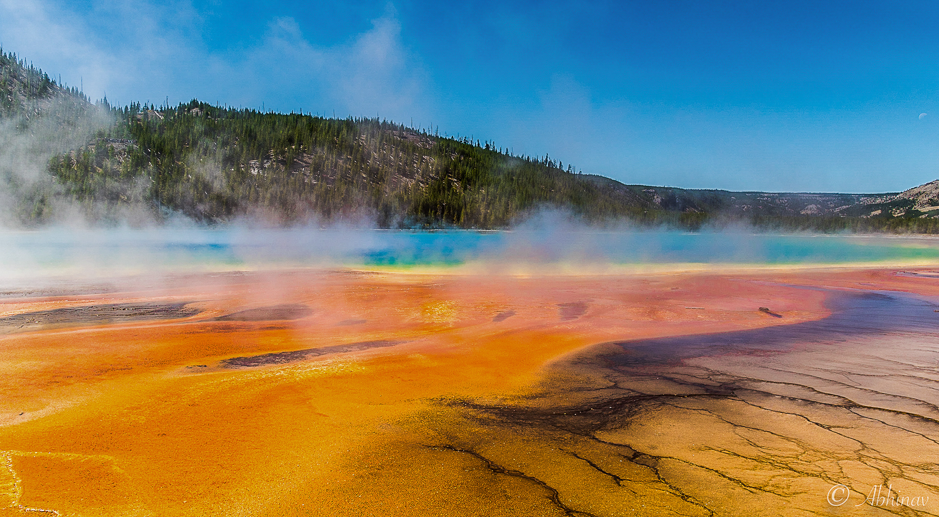 The closer view of Grand Prismatic Spring