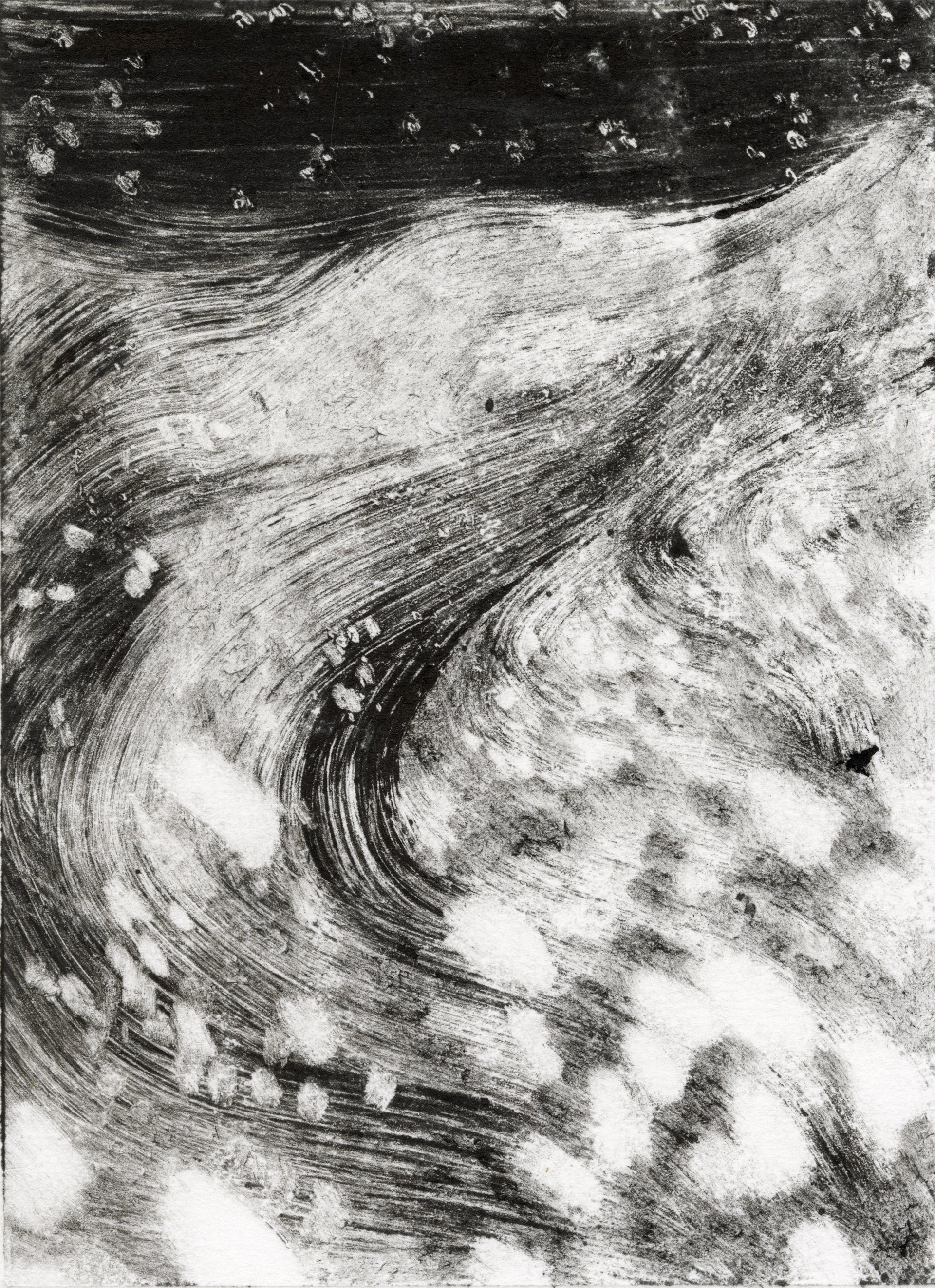 A field of little stars, 2024. Monotype print on paper. 20 x 30 cm.