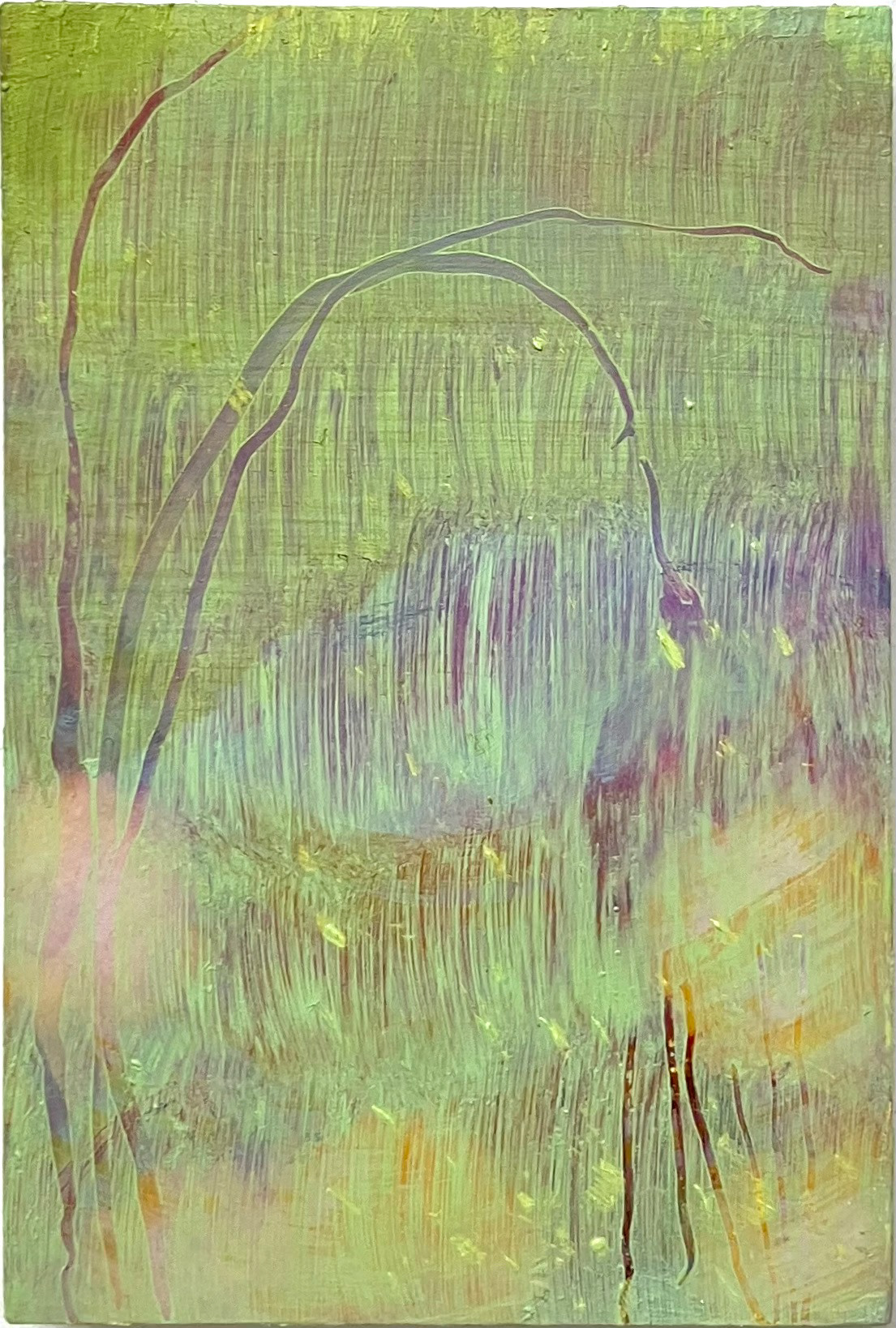 Garden I, 2024. Oil and wax on board. 10 x 15 cm.