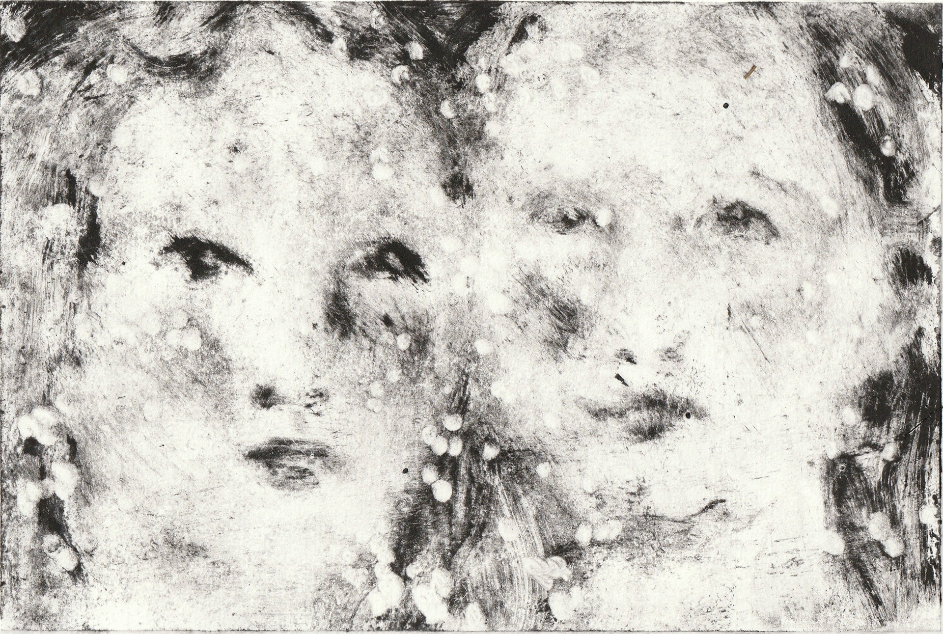 when the roses bloom again, 2024. Monotype print on paper. 20 x 30 cm.