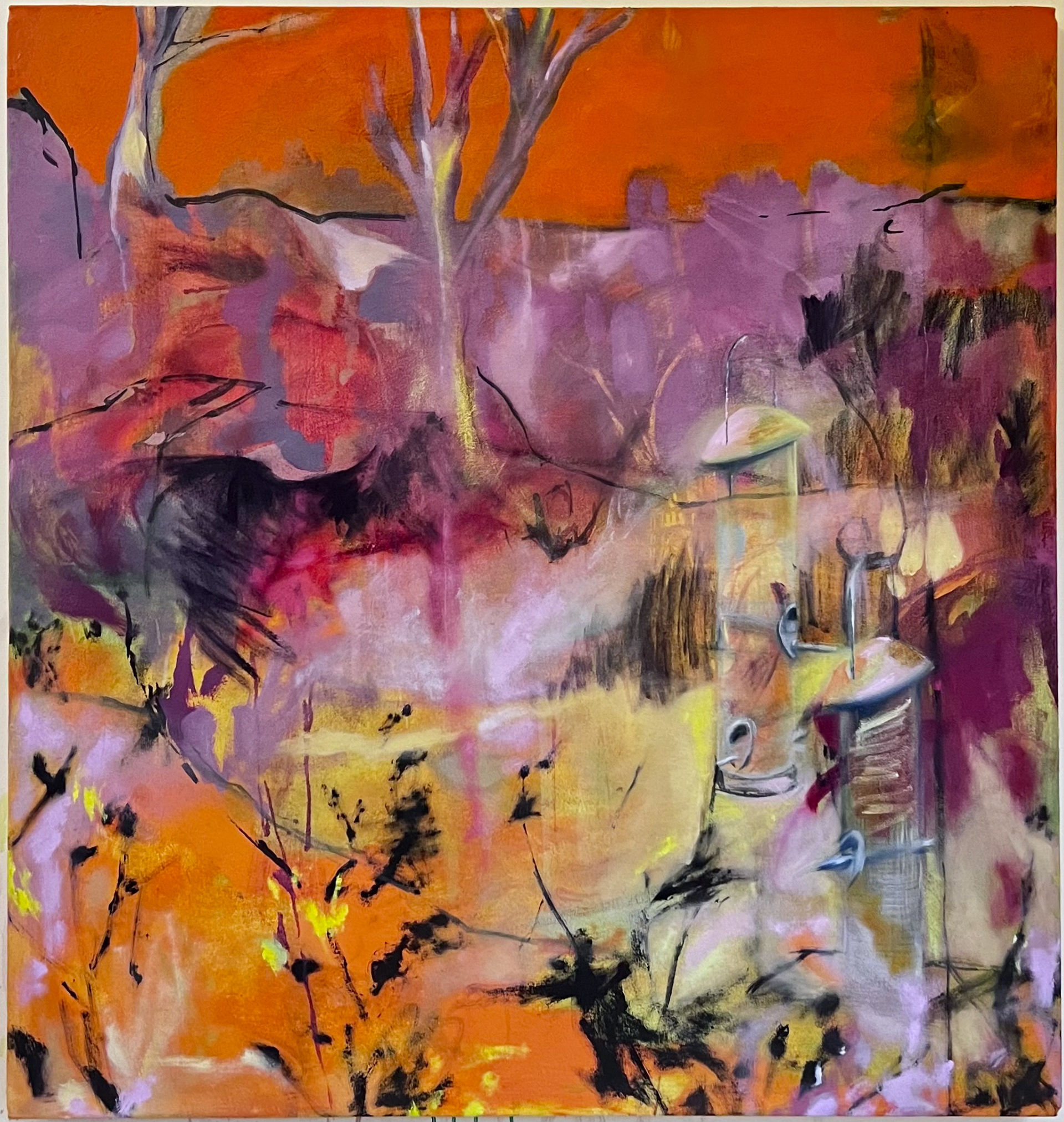 Catchers, 2021. Homemade paint on canvas. 95 x 100 cm.