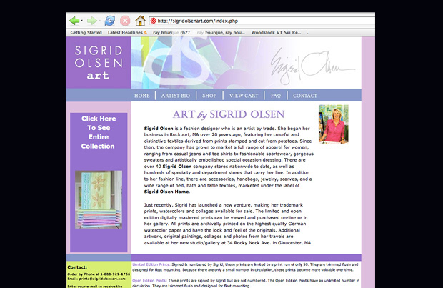 ecommerce website design for sigrid olsen