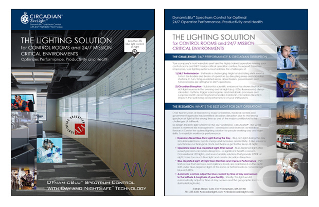 circadian zirclight control room brochure design