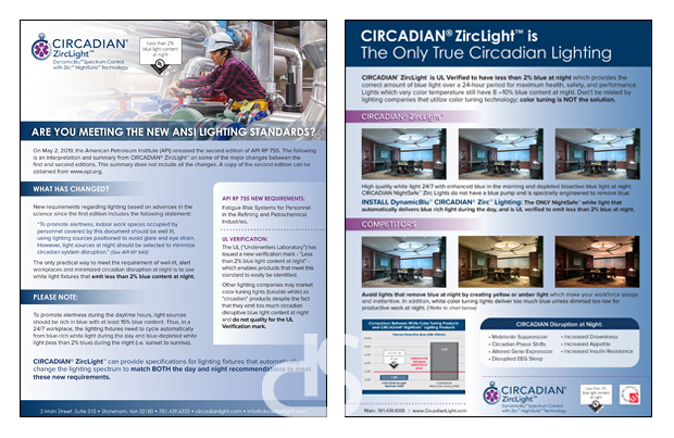 circadian zirclight sales collateral design