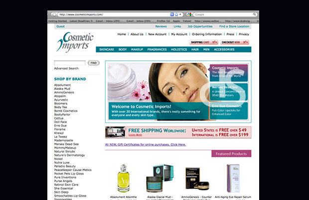 cosmetic imports ecommerce website design
