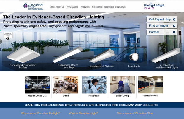 ciracadian zirclight website design image