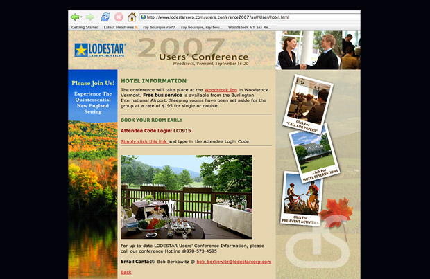 lodestar corporation users' conference website registration design