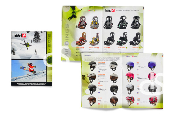 ski and snowboard sales brochure design, 2011-2012