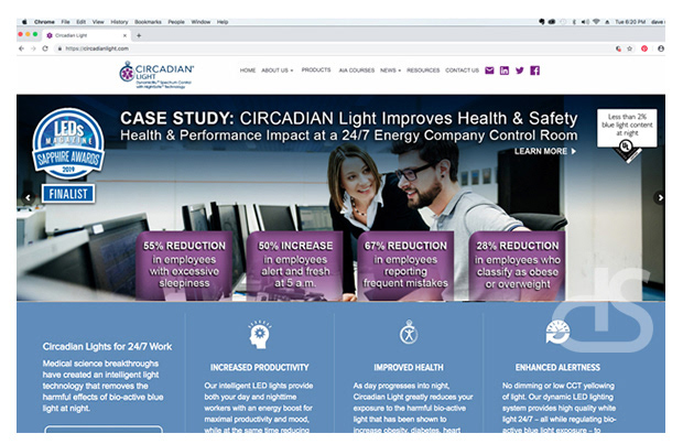 new website landing page for circadian zirclight